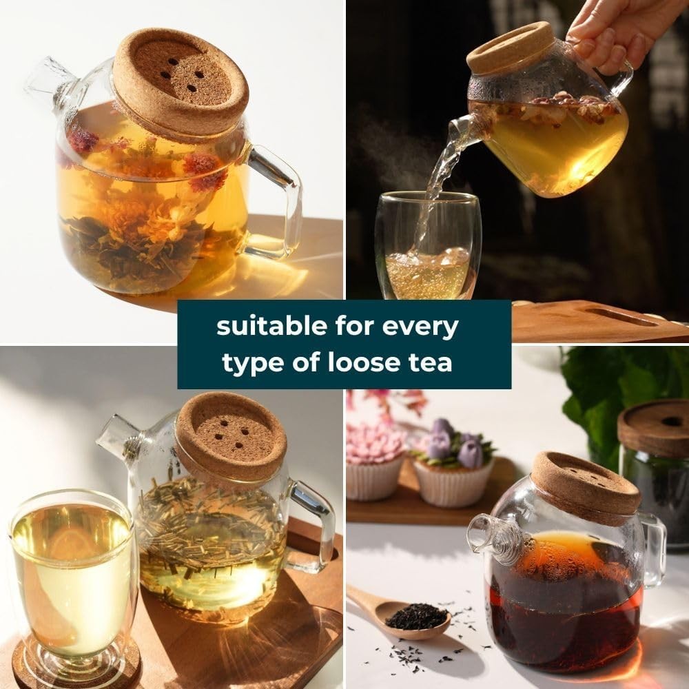 Glass Teapot 800ml Loose Leaf Tea Pot Borosilicate Infuser Strainer