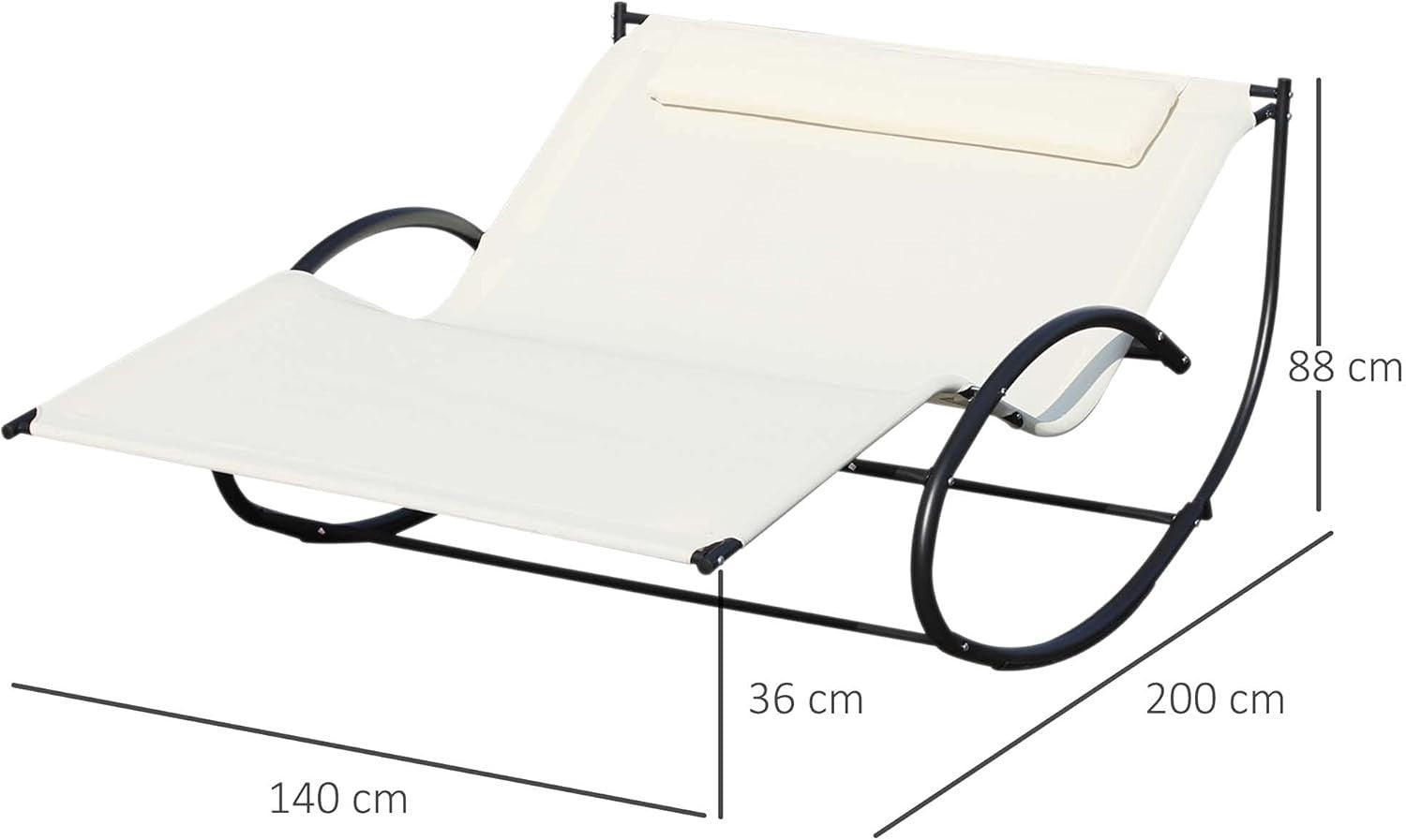 Rocking Double Sun Lounger for Garden – 2-Person Daybed with Pillow