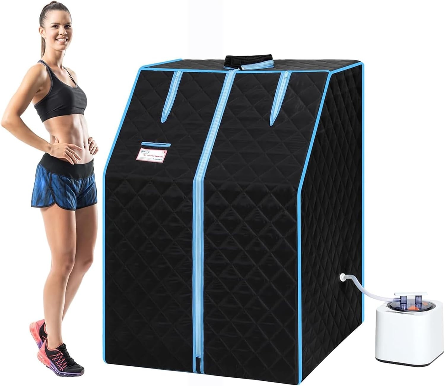 Portable Steam Sauna Tent w/ 1000W Generator & Chair Detox Box (Black)