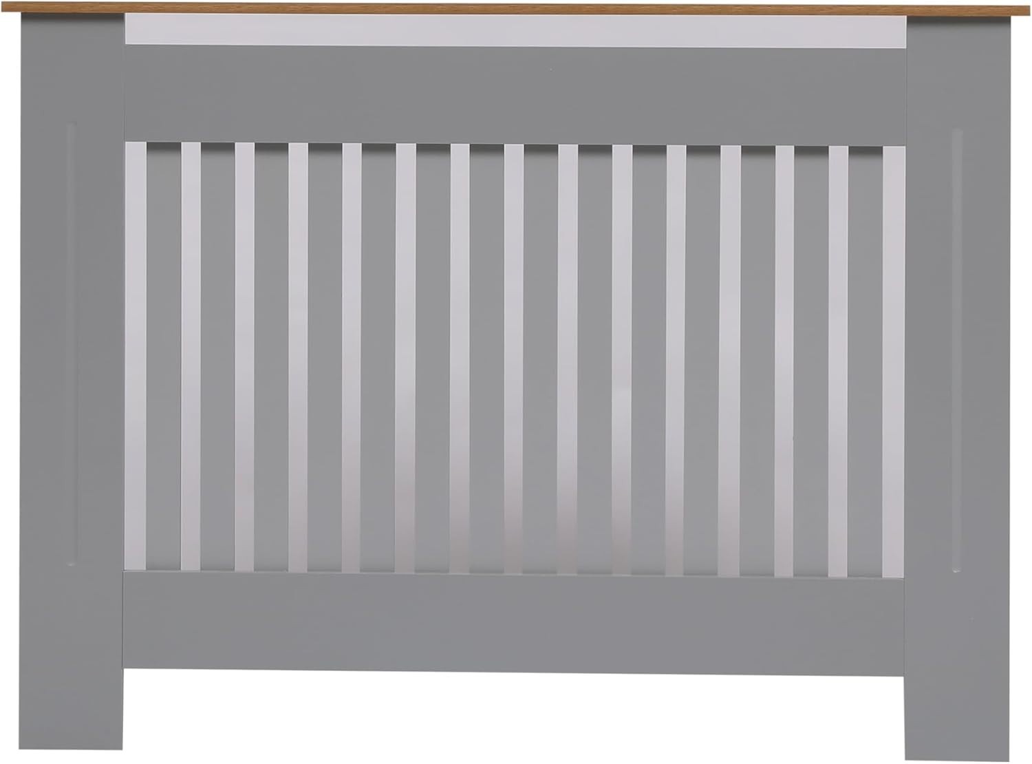 Modern Grey Radiator Cover MDF Wood Slatted Grill Cabinet 112x82x19cm