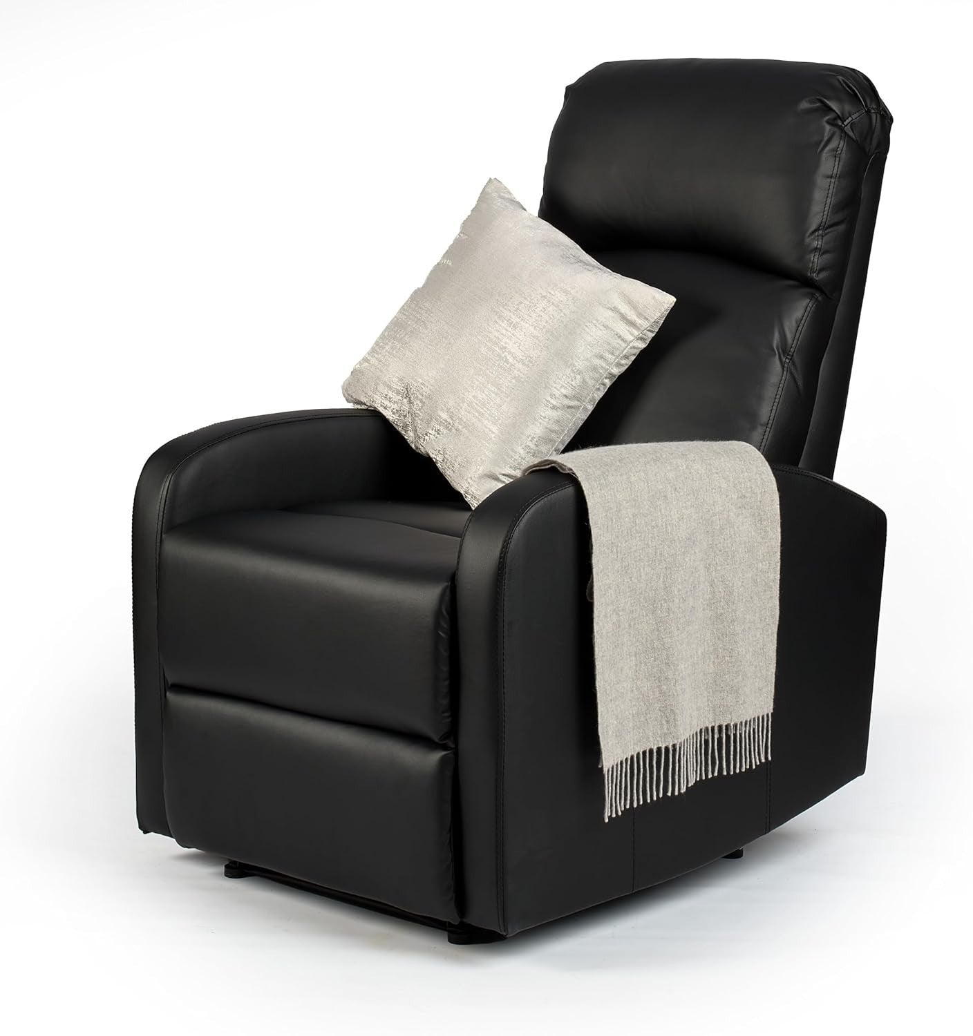 Black Faux Leather Recliner Armchair Lounge Chair with Footrest Support