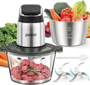 8 Cup Food Processor Meat Grinder 450W 2 Speed Dual Bowl Chopper
