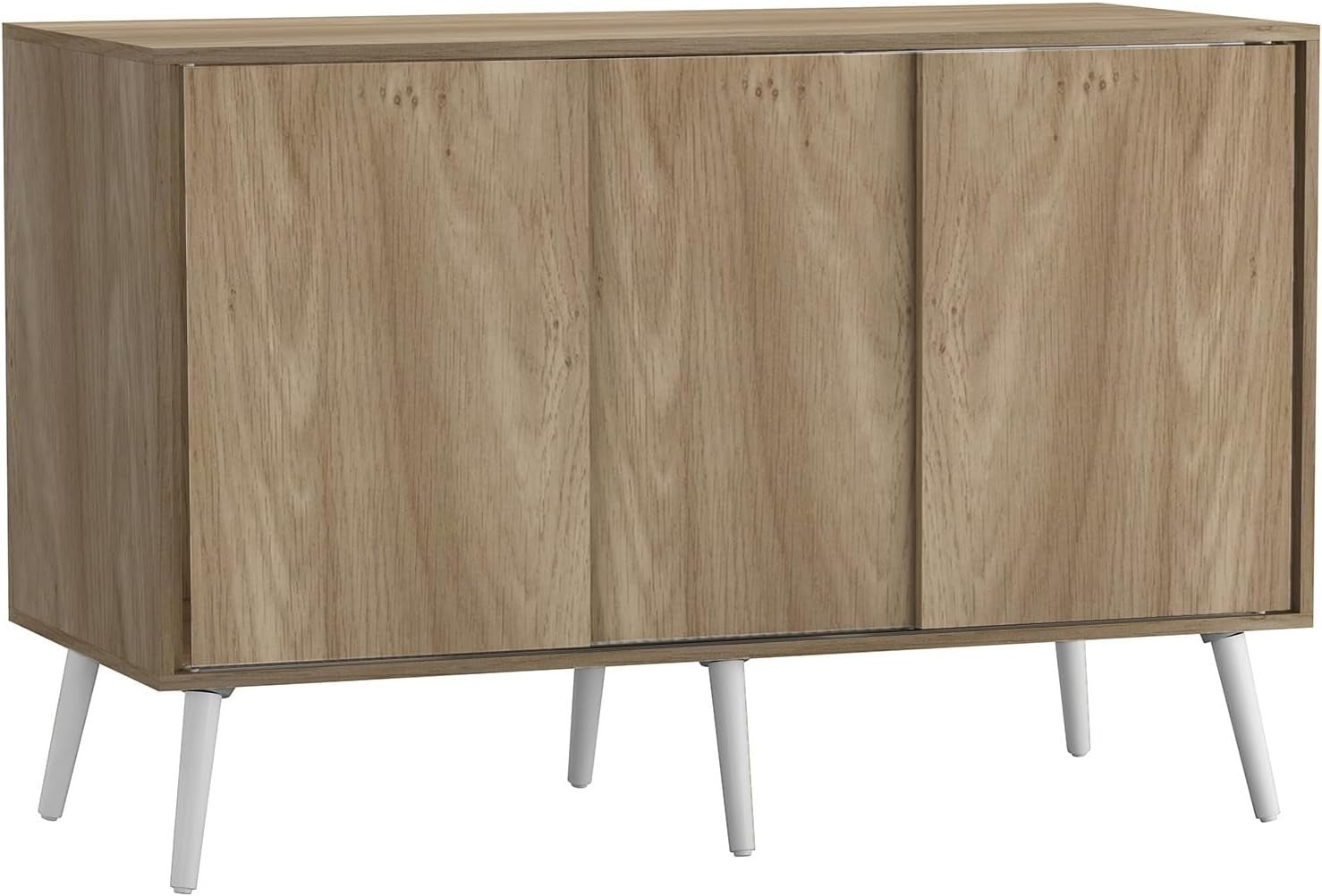 Oak Sideboard Cabinet Storage Unit Sliding Doors Modern Wooden Cupboard