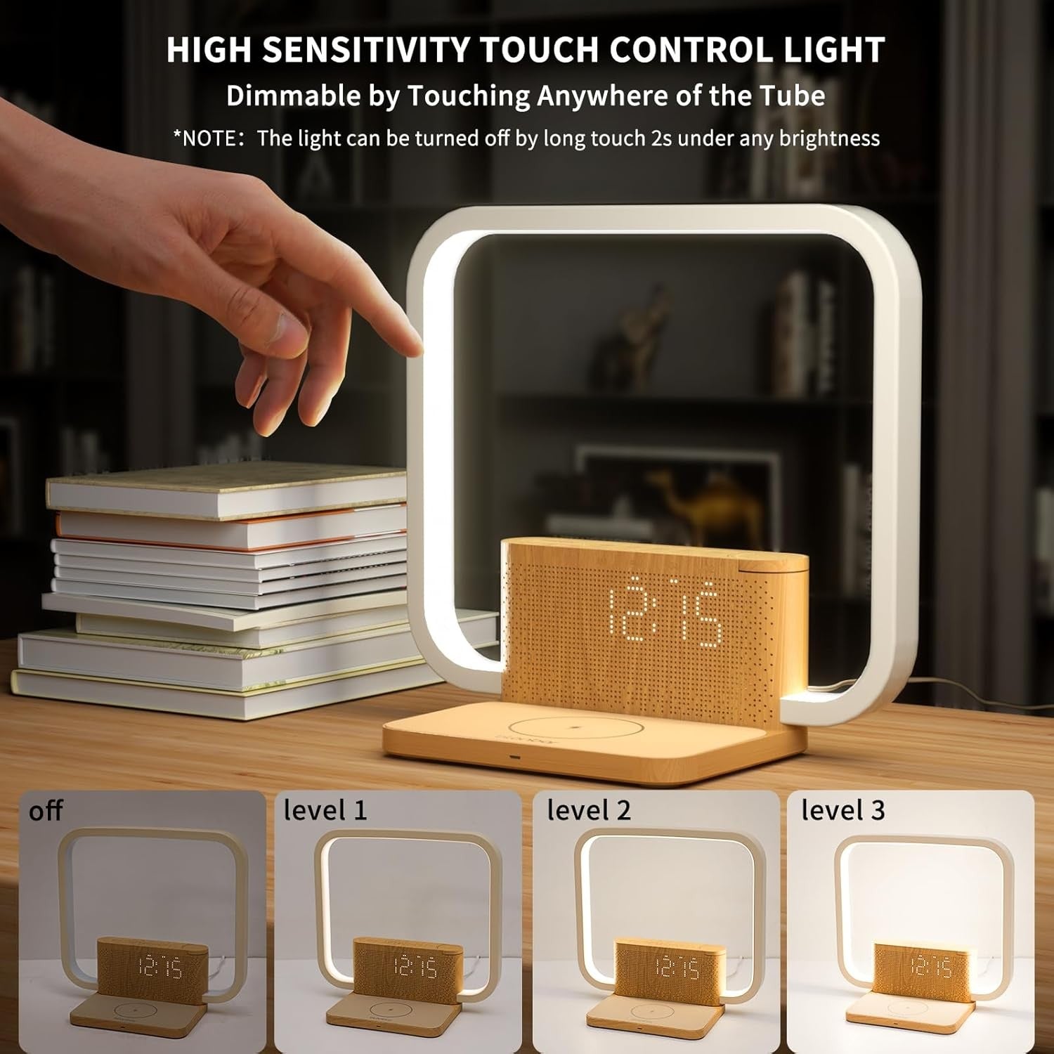 Sunrise Alarm Clock Bedside Lamp Wireless Charging Wake Up Light Sound