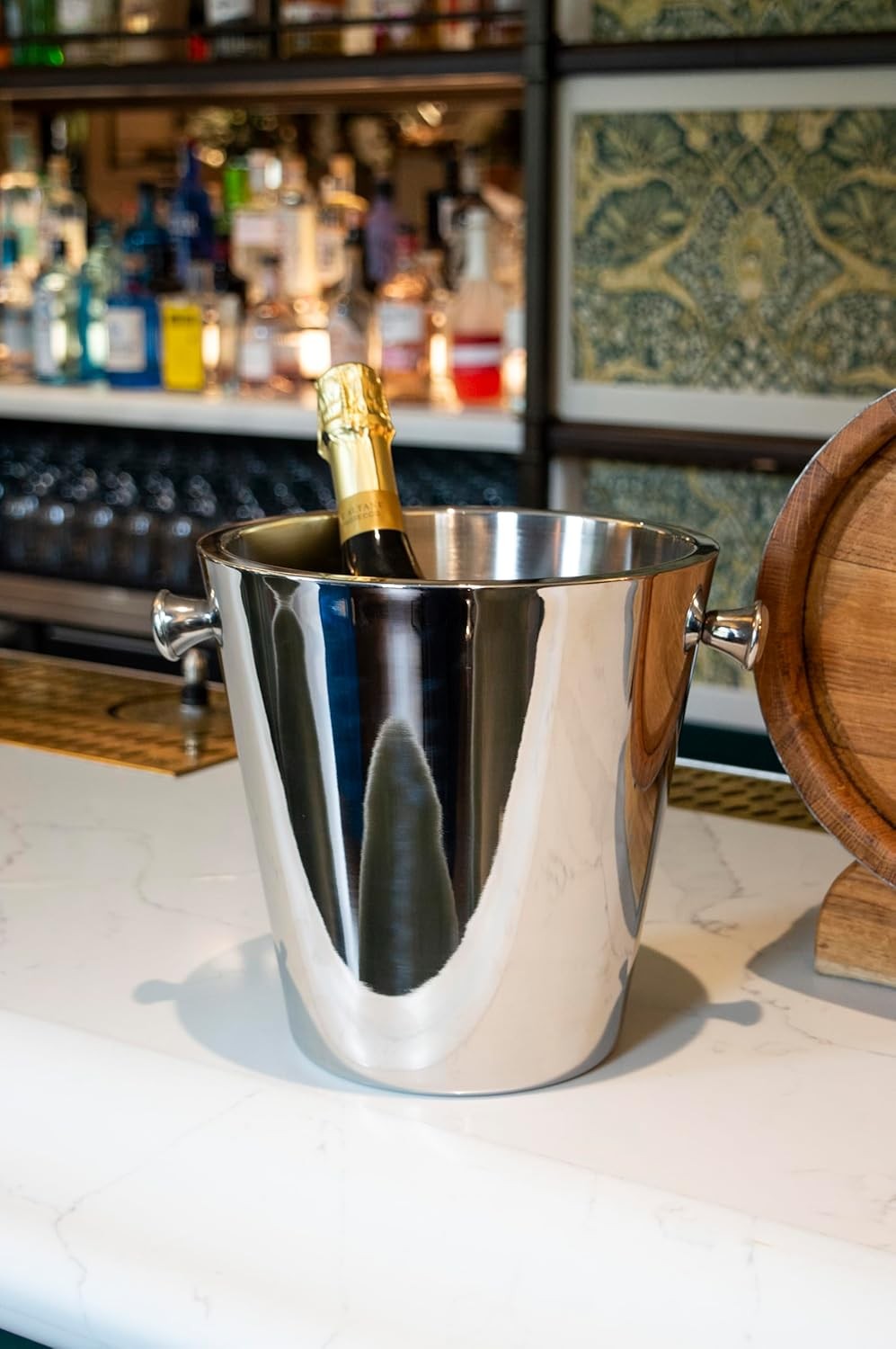Wine Champagne Cooler Bucket Double Wall Stainless Steel Ice Bucket 22cm