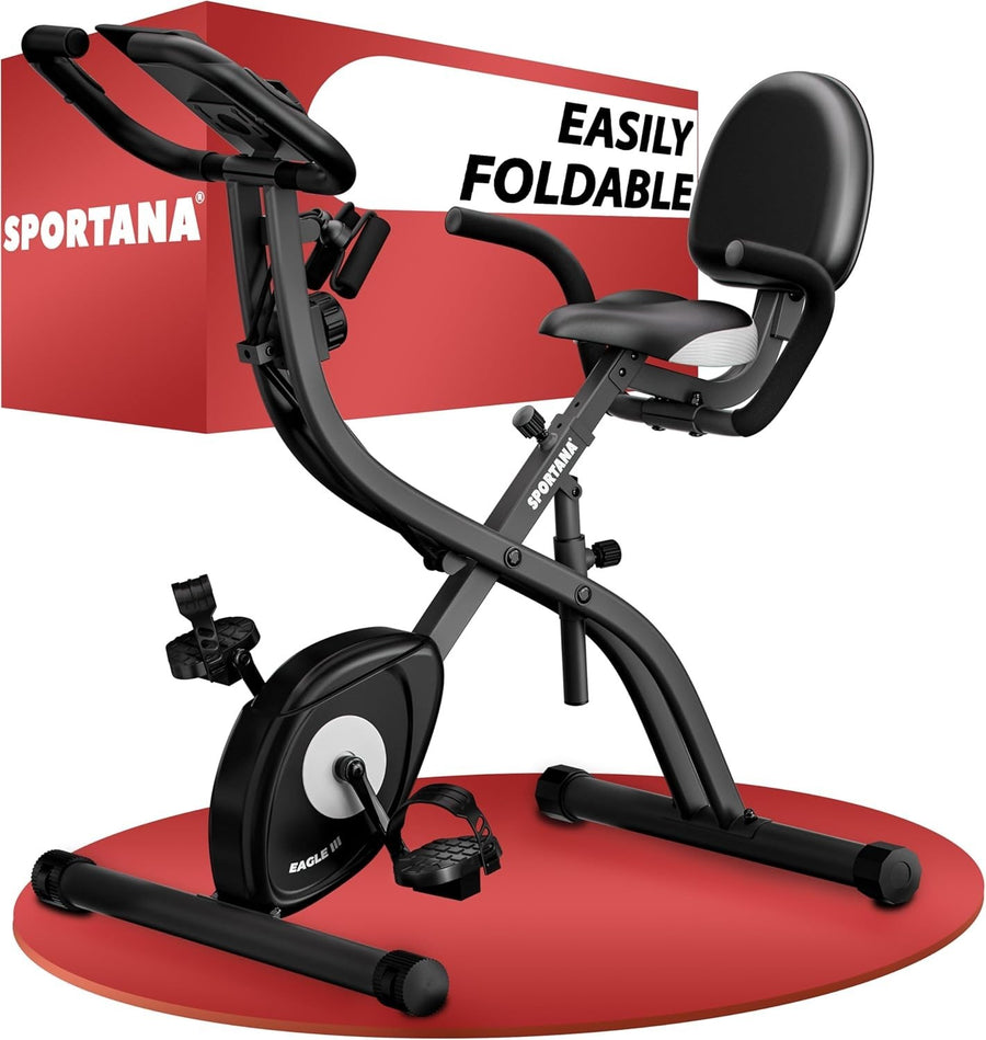 3-in-1 Folding Exercise Bike w/ 10-Level Magnetic Resistance & Fitness Bands