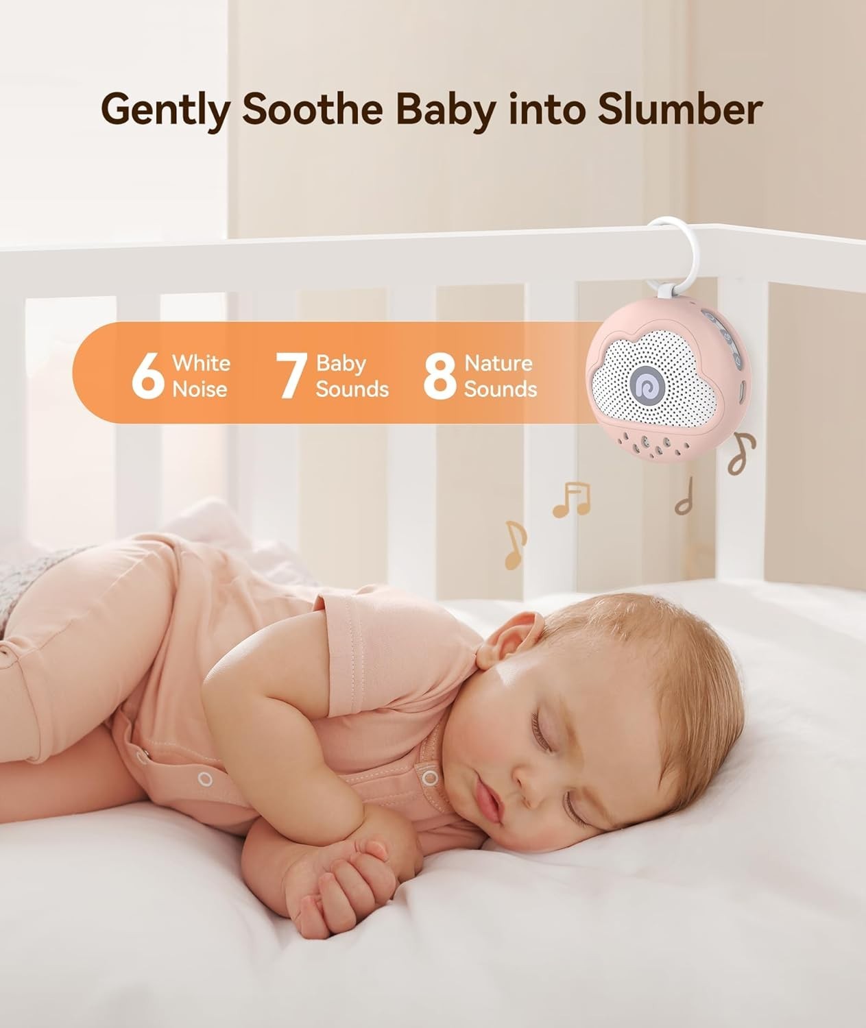 Petal Pink Noise Machine for Babies & Travel BPA-Free Silicone 21 Soothing Sound