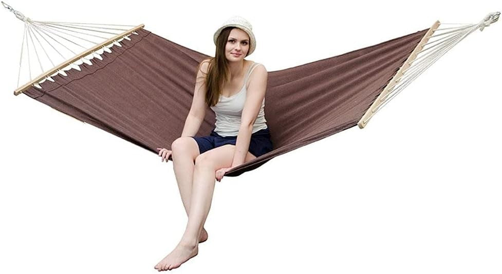 XXL Double Hammock with Wooden Spreader Bars | 200×120cm Indoor Outdoor Bed