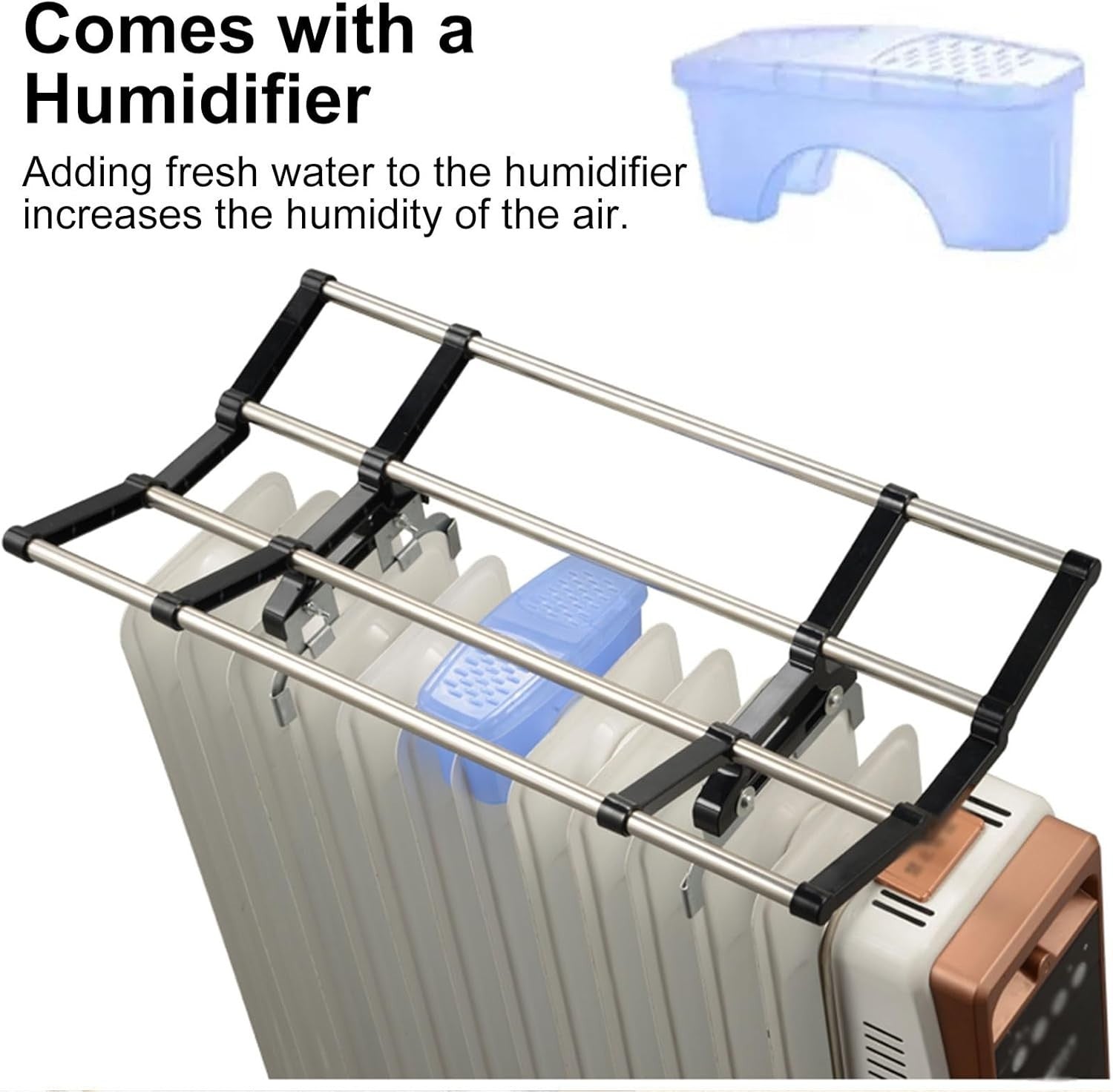 Indoor Radiator Clothes Drying Rack with Humidifier Box 35-60cm Space-Saving