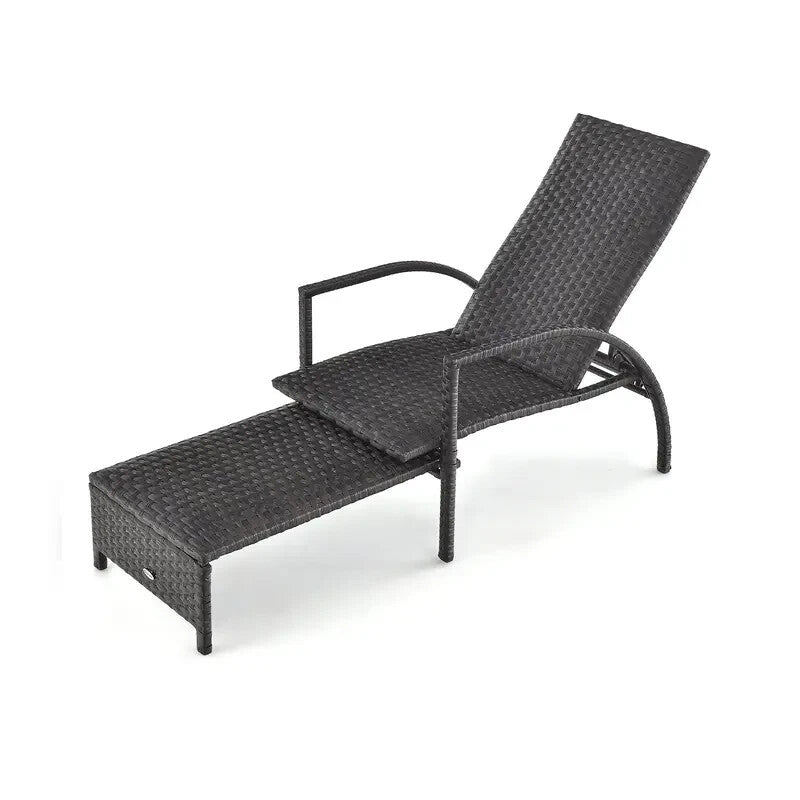 Rattan Patio Sun Lounger Recliner Chair – 5-Position Adjustable Backrest