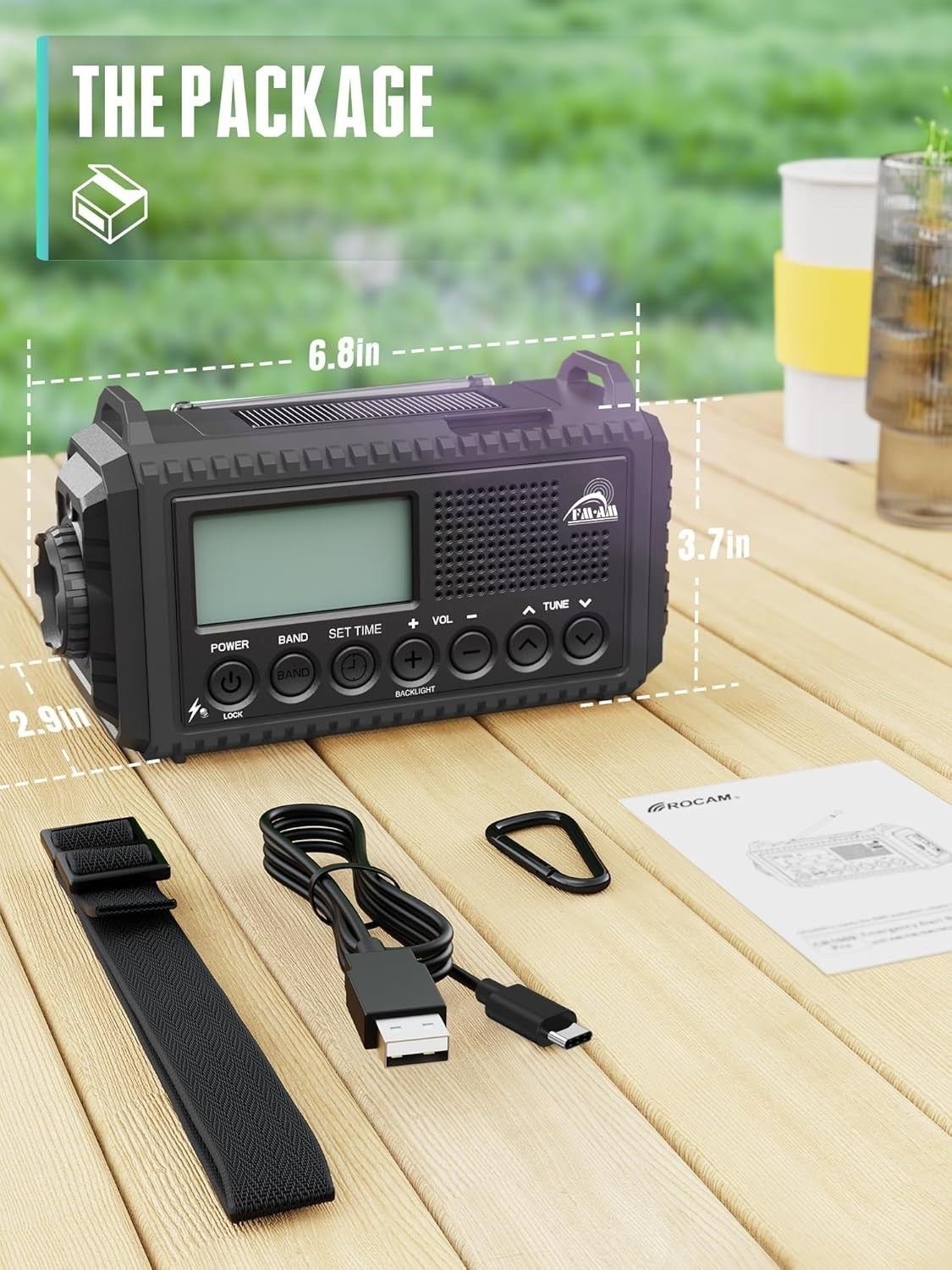Emergency Wind Up Solar Radio AM/FM/SW 12000mAh Waterproof