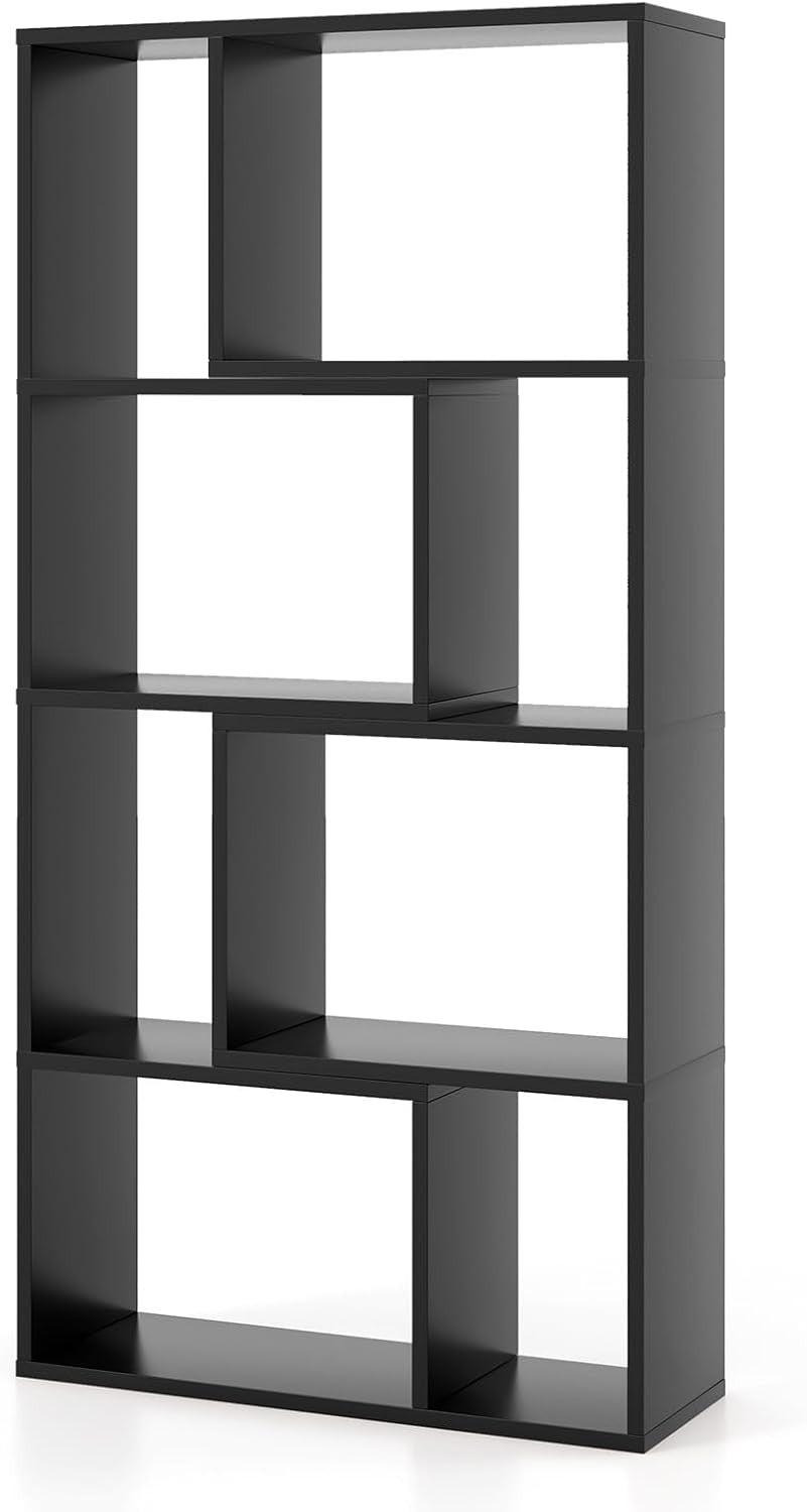 5-Tier Geometric Bookcase Modern Tall Cube Storage Shelf for Living Room Office