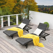 Folding Rattan Sun Lounger with Adjustable Backrest & Wheels – Outdoor Recliner
