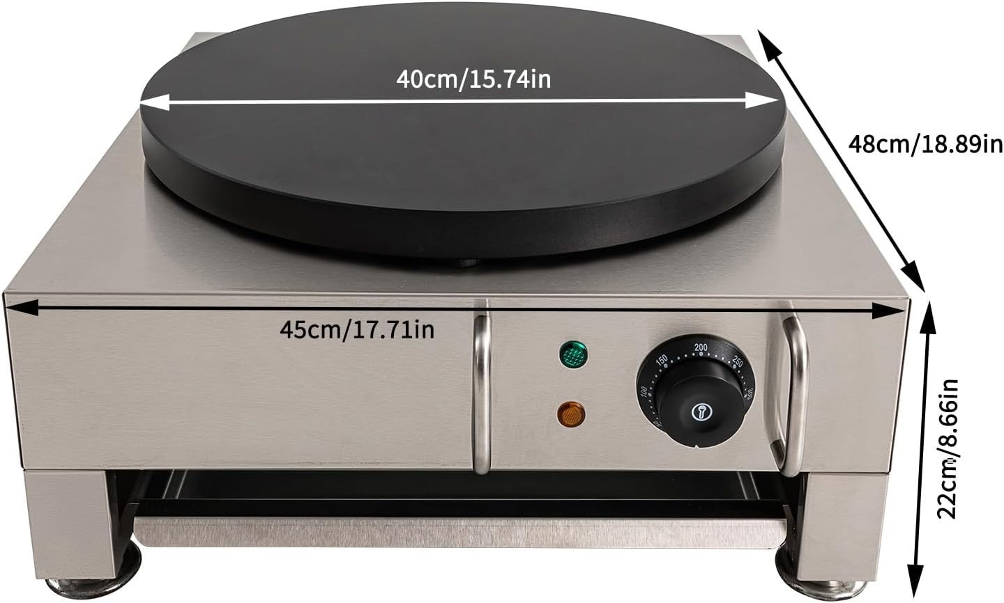16" 2.8KW Electric Crepe Maker Non-Stick Commercial Pancake Griddle