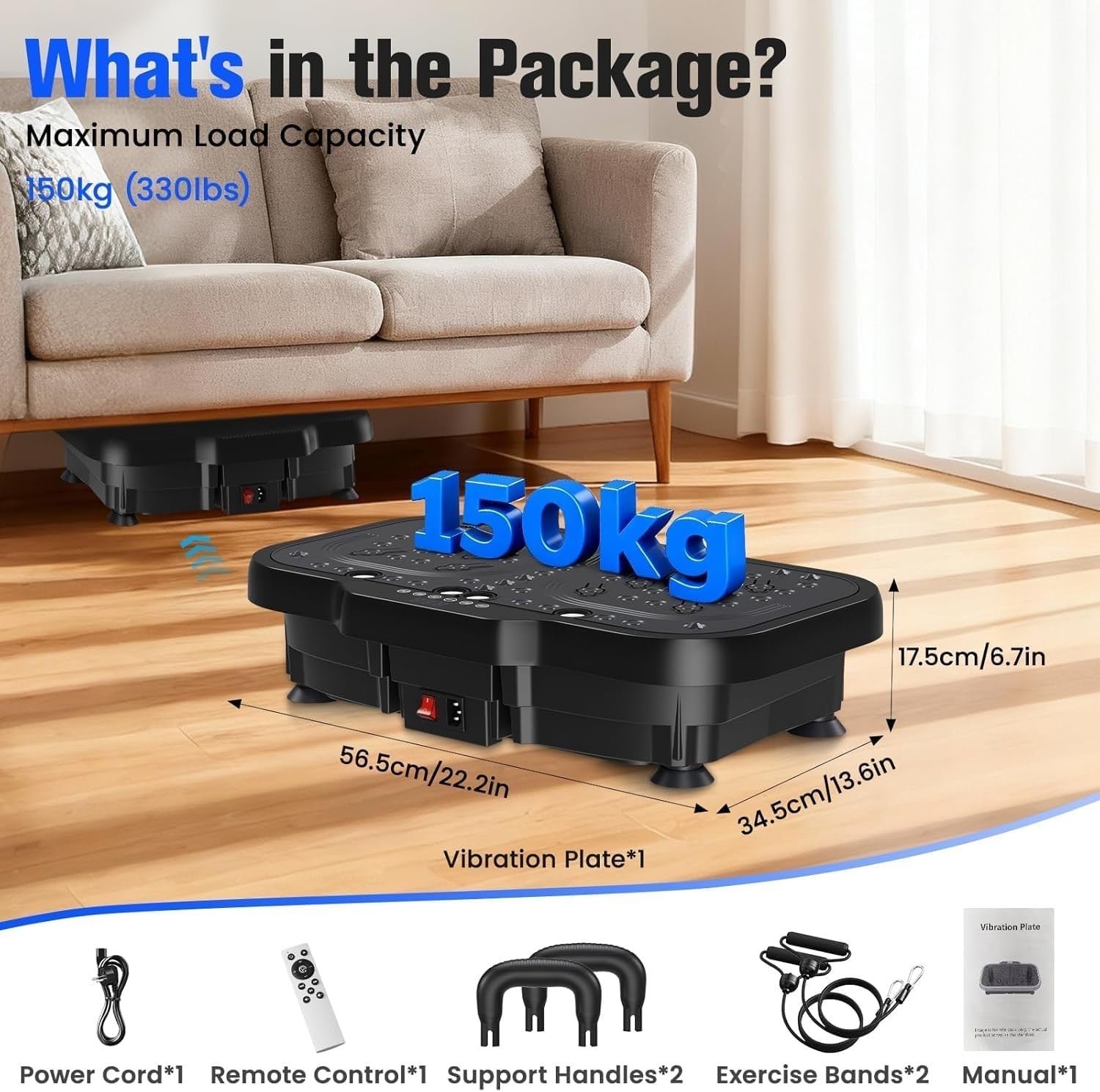 Black Dual Motor Vibration Plate Exercise Machine 180 Levels Home Fitness