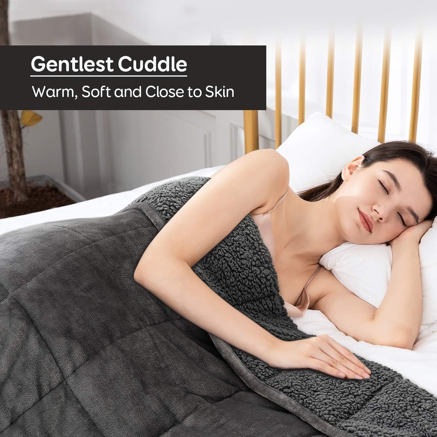Sherpa Fleece Weighted Blanket Grey 7kg 120x180cm Plush Warm Comfort