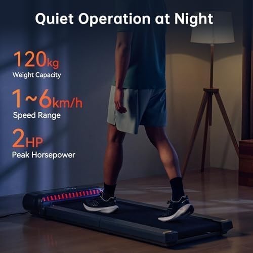Foldable Under Desk Treadmill 120kg Capacity Quiet Home Walking Jog