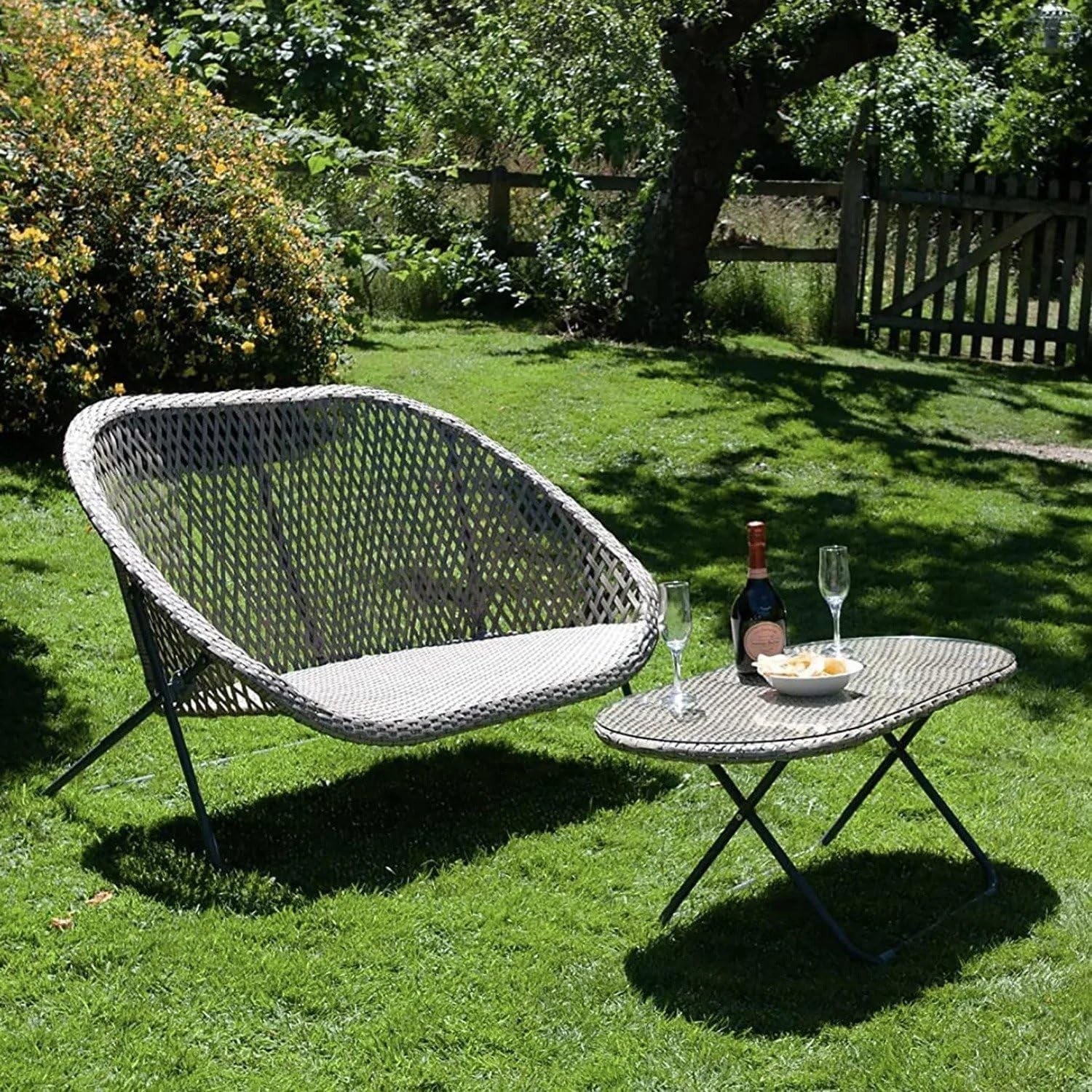 Rattan Garden Bistro Set 2 Chairs Table Patio Outdoor Furniture Weatherproof