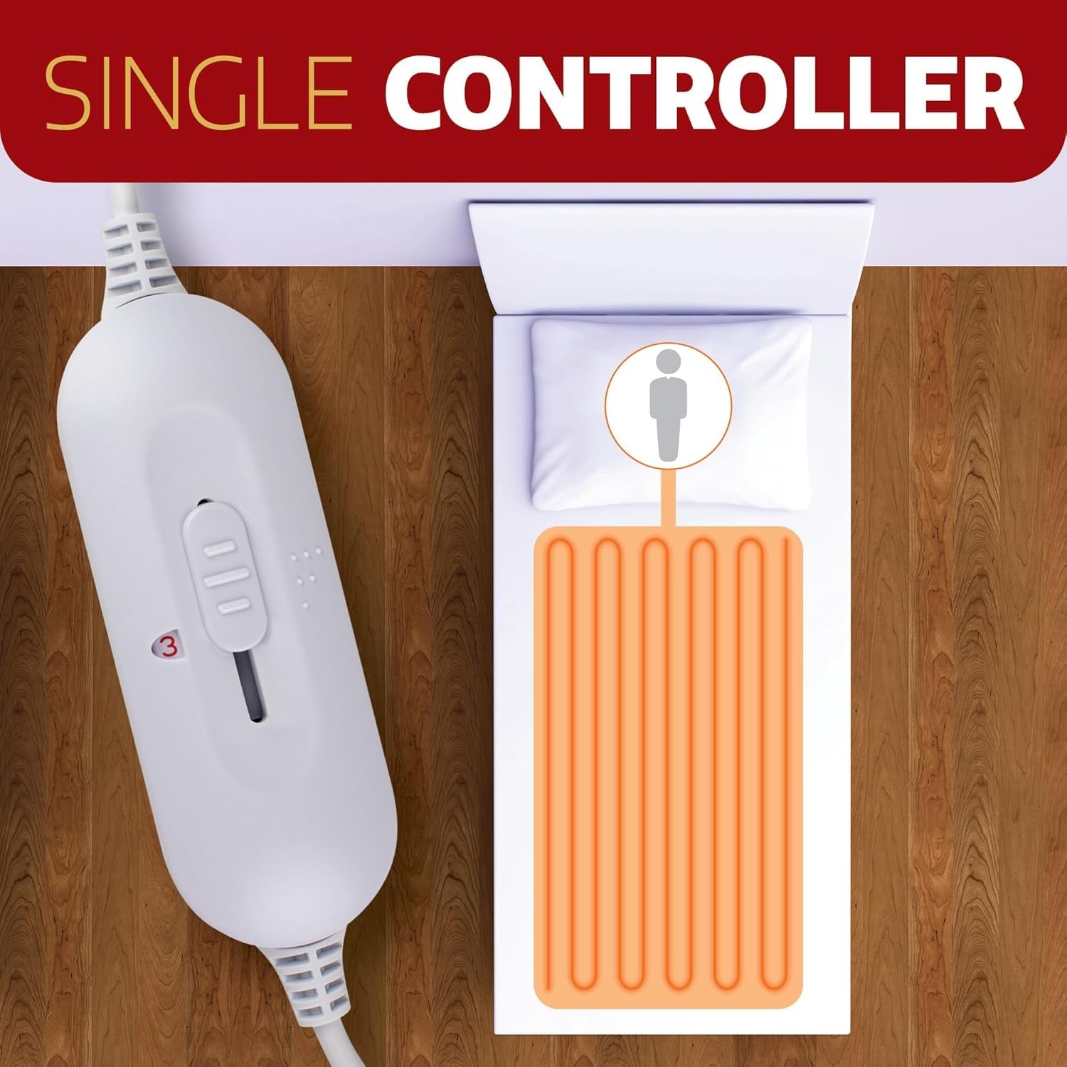 Single Electric Underblanket Fitted Mattress Cover 3 Heat Settings Washable