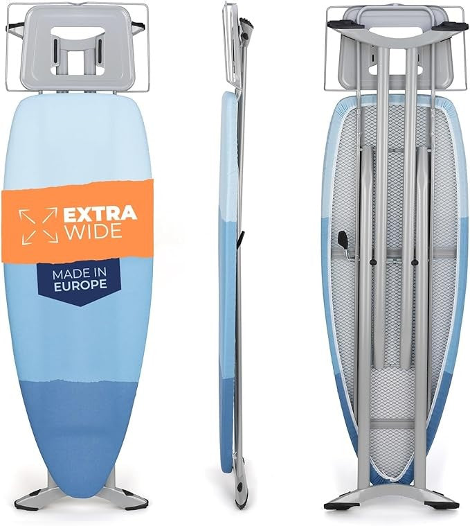 Extra Wide Ironing Board 130x48cm Heavy Duty Adjustable Professional