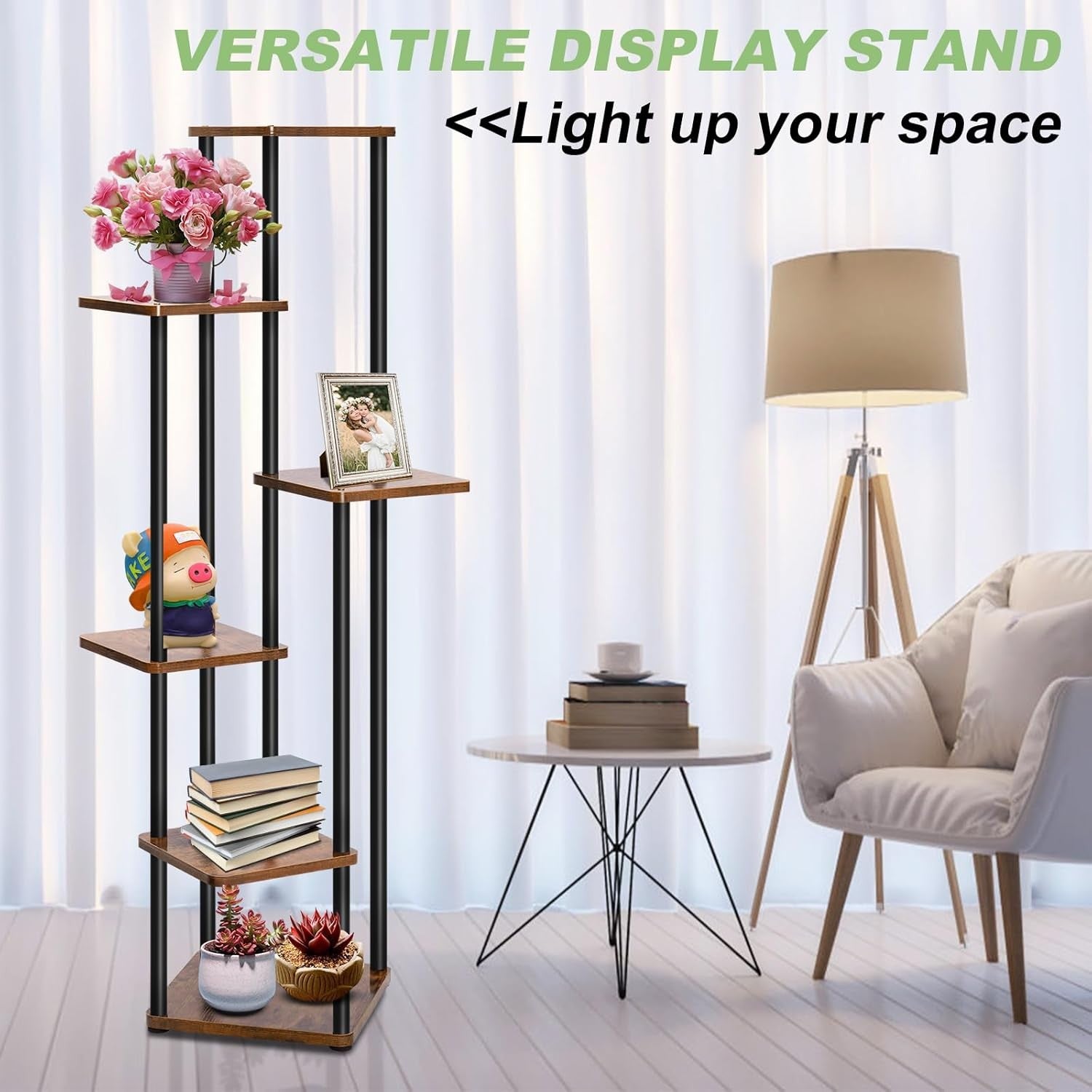 6 Tier Metal Plant Stand Indoor Outdoor Corner Flower Shelf Display Rack