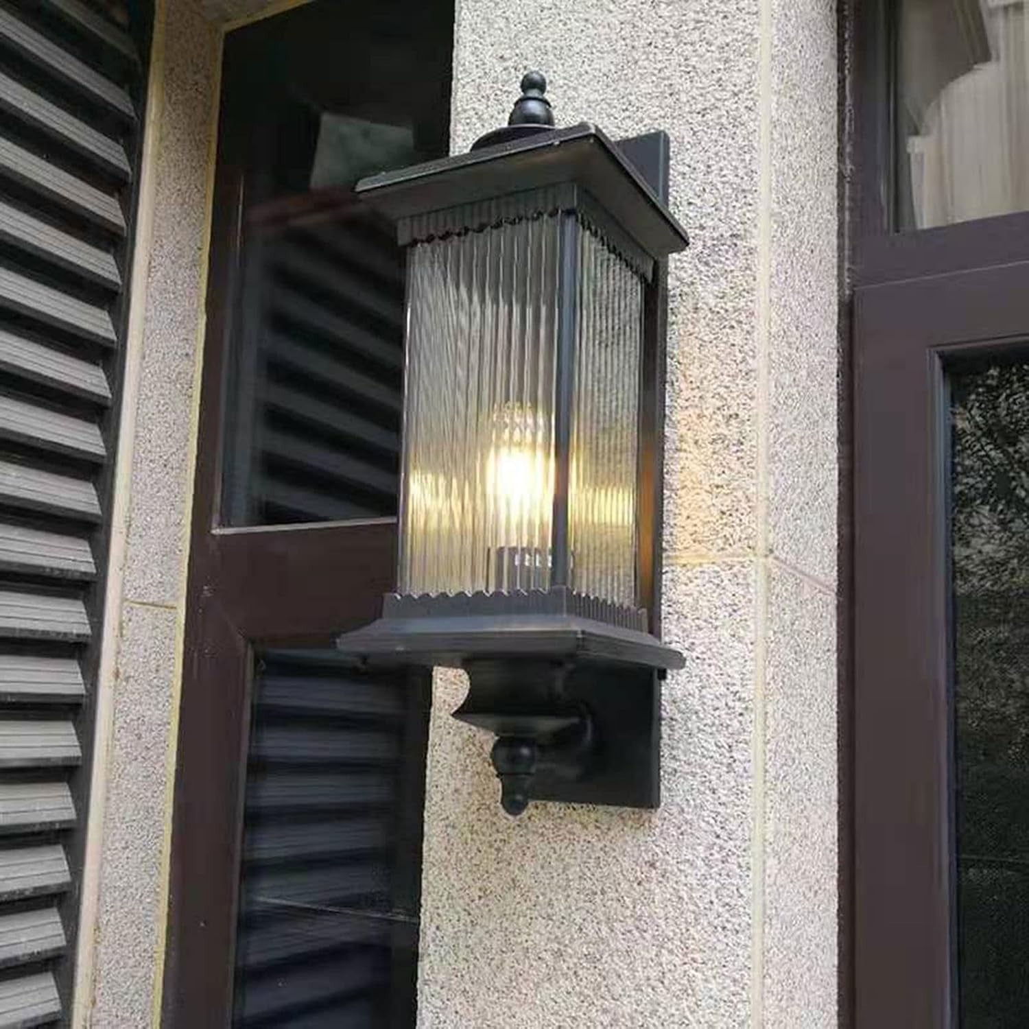 Vintage Outdoor Wall Lantern, Waterproof Black Aluminium, E27 LED Light