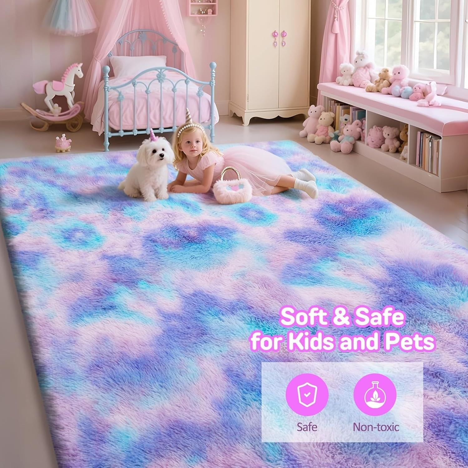 Shaggy Area Rug 160x230cm Plush Soft High Pile Carpet Kids Living Room Bedroom