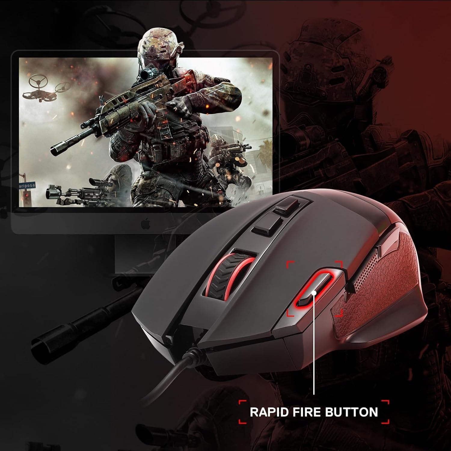Wireless Gaming Mouse 4000DPI RGB 7 Buttons Bluetooth USB PC Laptop