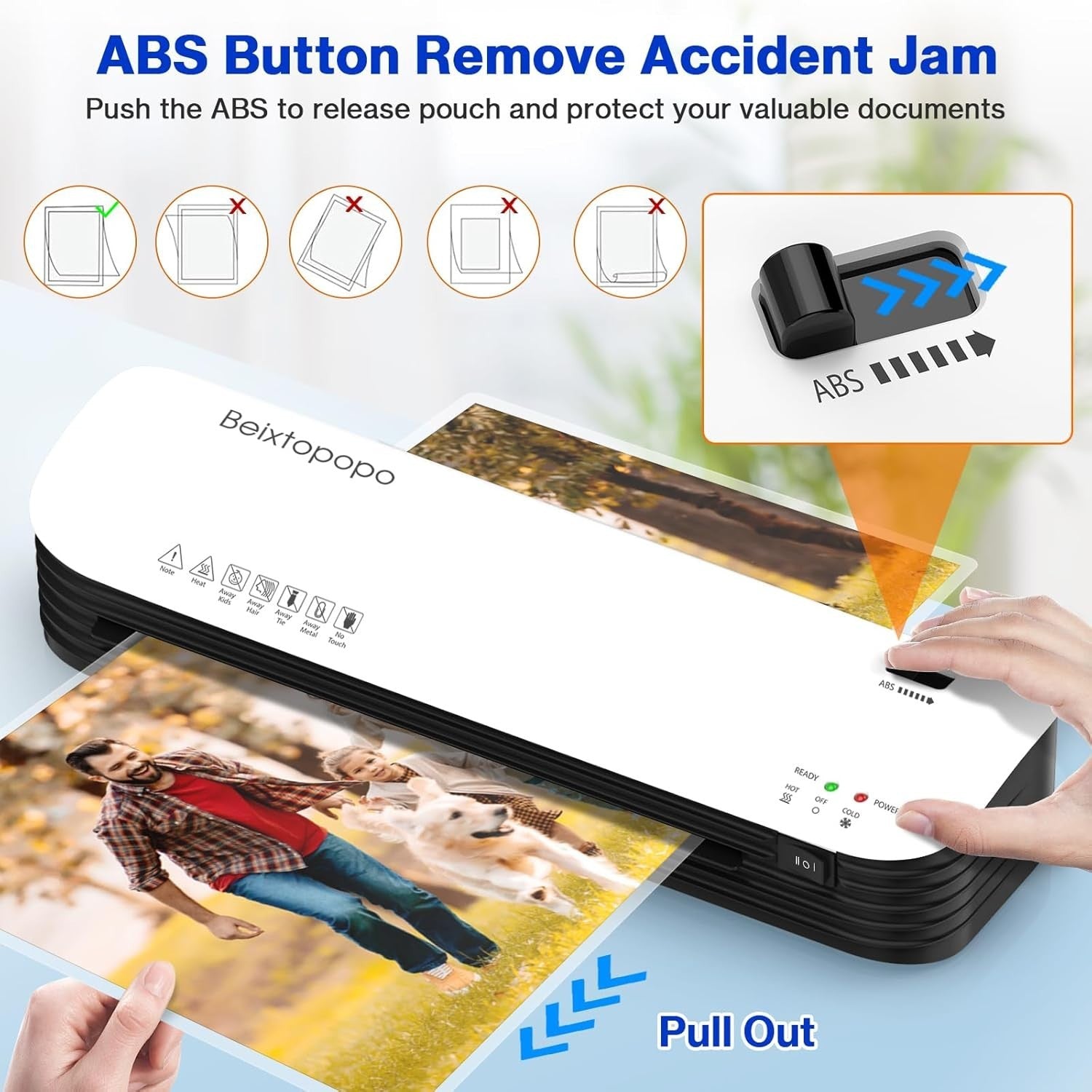 9” A4 Laminator Hot Cold 6-in-1 Anti-Jam Fast Warm-Up + Pouches