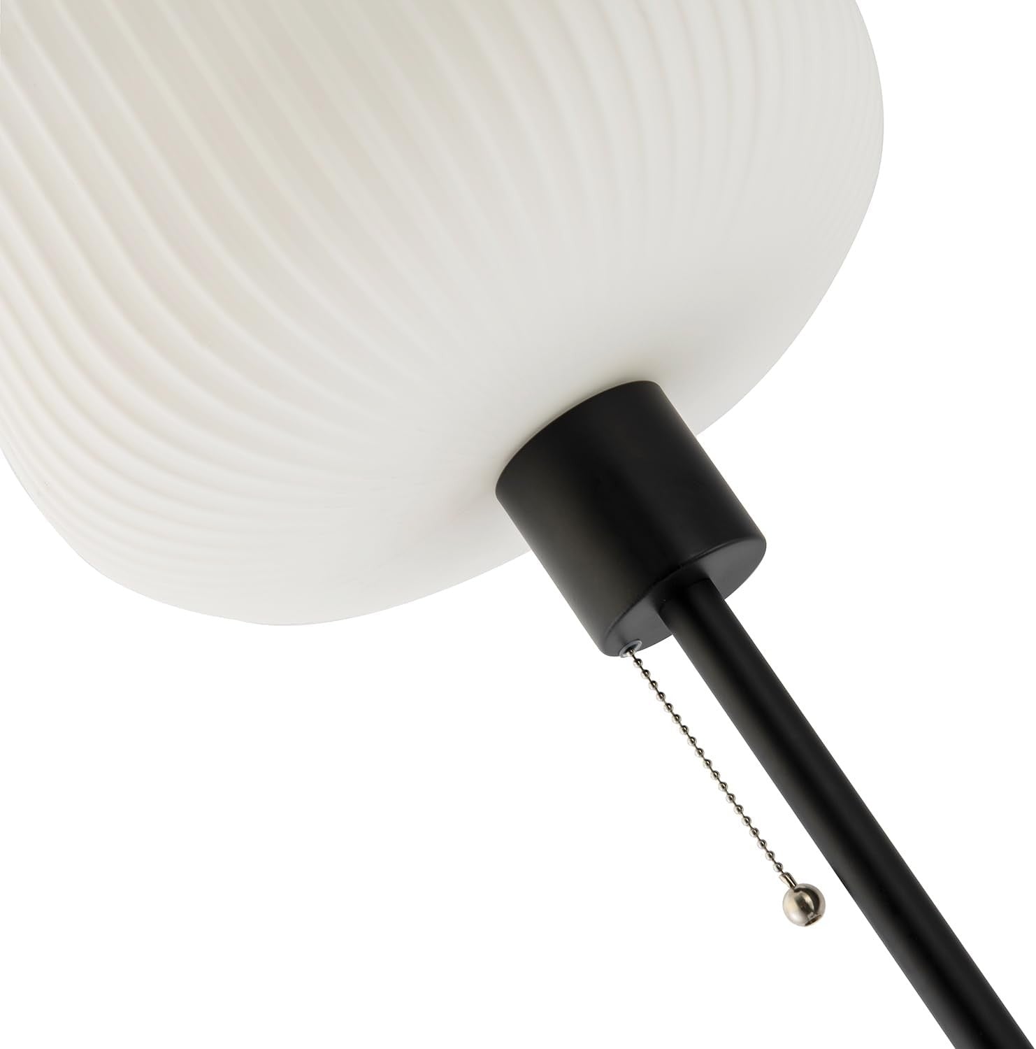 Modern Floor Lamp Black Opal Glass Shade Pull Cord Switch 160cm E27