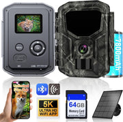 5K Wildlife Camera Night Vision Trail Cam WiFi Solar 64GB IP66