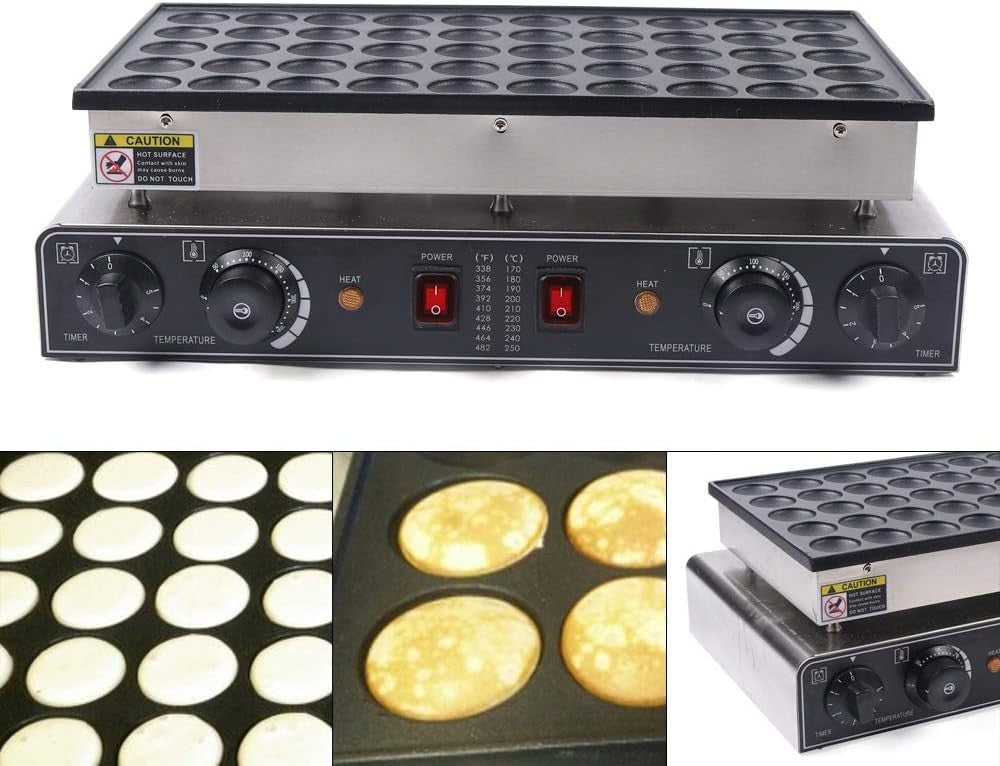 Electric Mini Dutch Pancake Maker 50PCS Non-Stick Waffle Iron 1700W Fast Heating