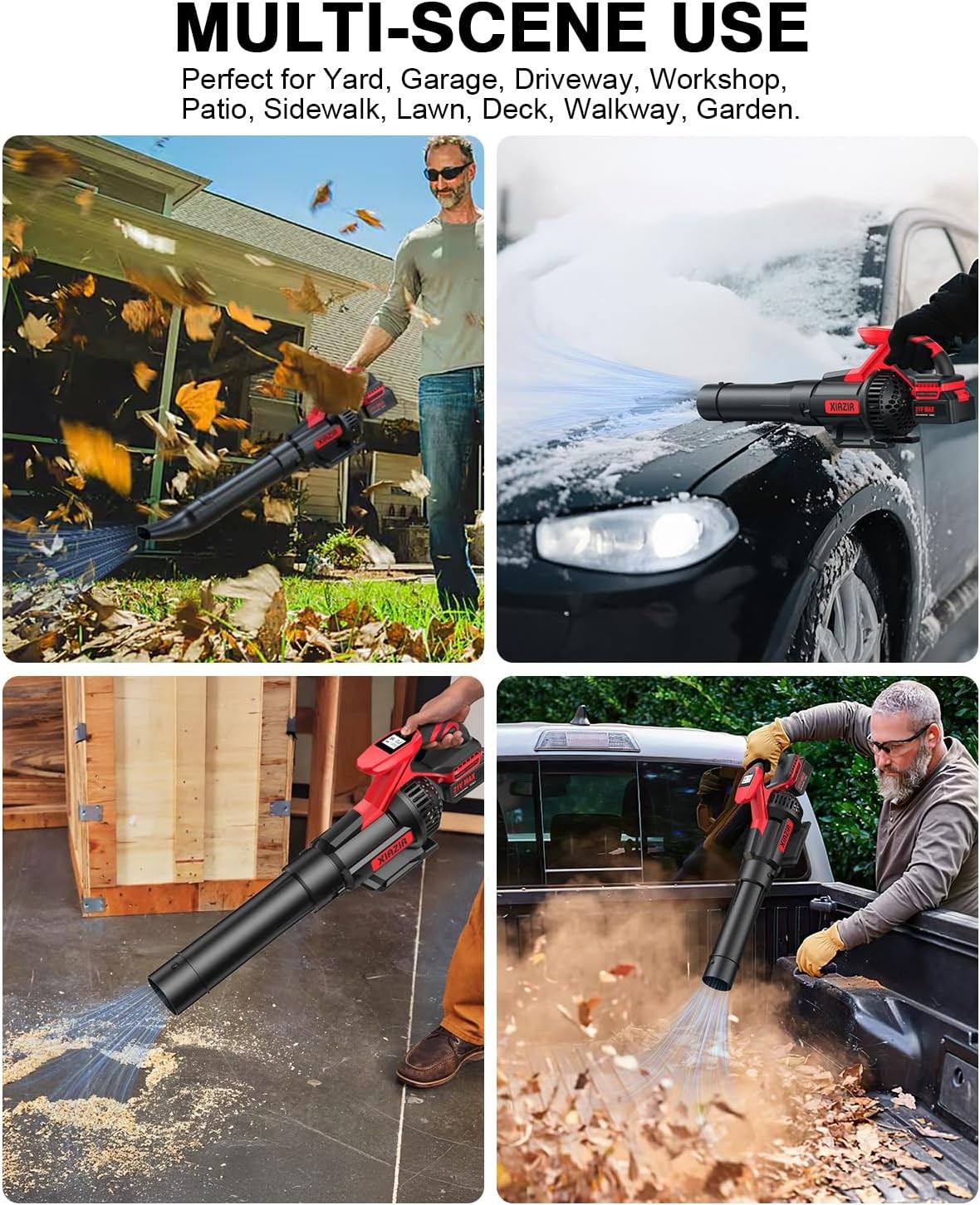 Cordless Leaf Blower LCD Display 3 Speed 2 Batteries Lightweight