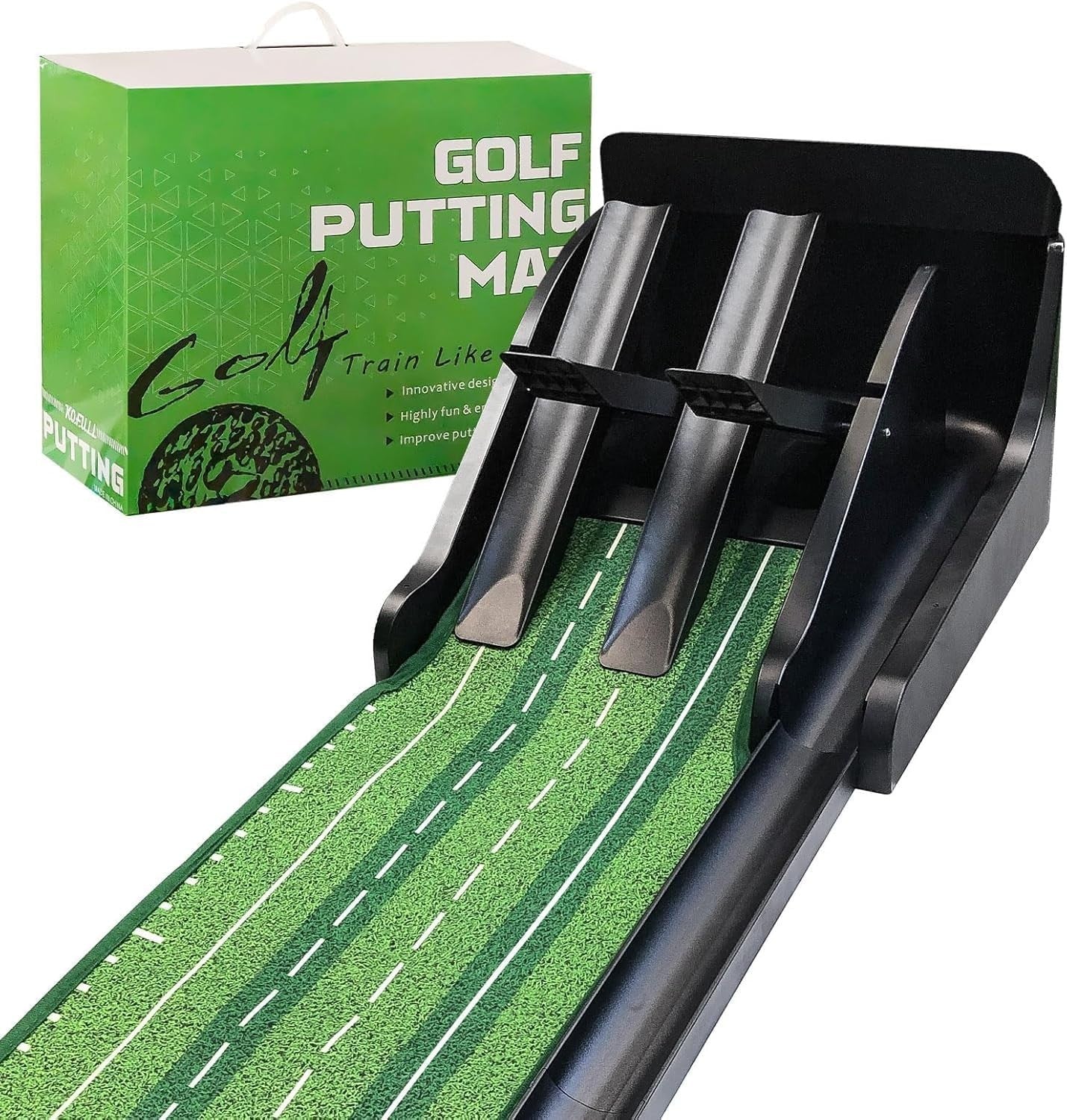 Indoor Golf Putting Mat Auto Ball Return Multi-Track Training Game