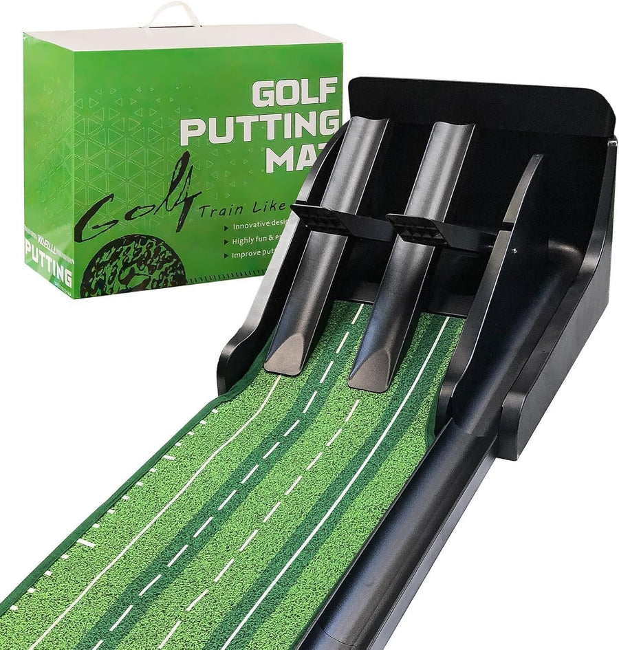 Indoor Golf Putting Mat Auto Ball Return Multi-Track Training Game
