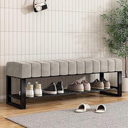 2-Tier Velvet Shoe Bench with Padded Seat for Entryway & Bedroom Storage