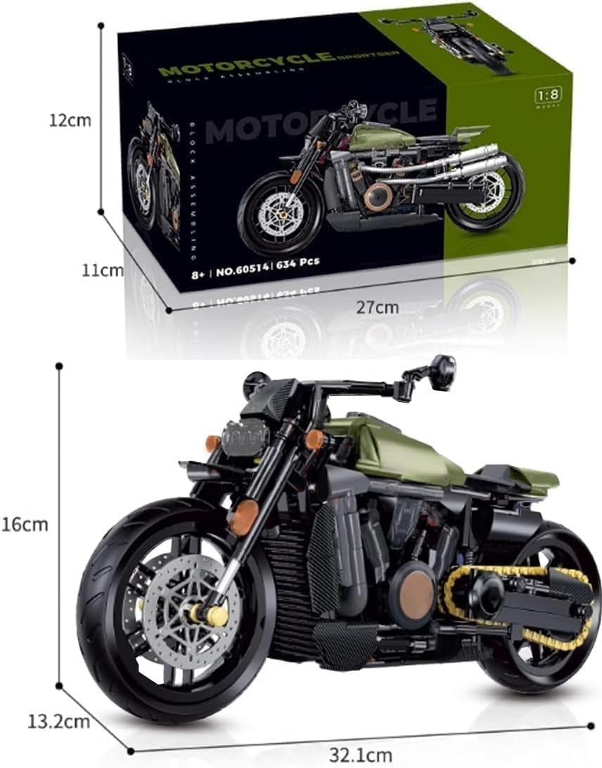 Realistic Motorcycle Building Kit 590 PCS, Fun Retro Model for Kids & Adults