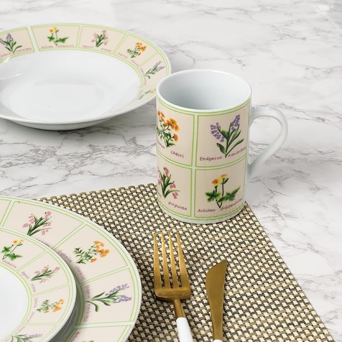 24pc Floral Porcelain Dinner Set Plates Bowls Mugs Service for 6