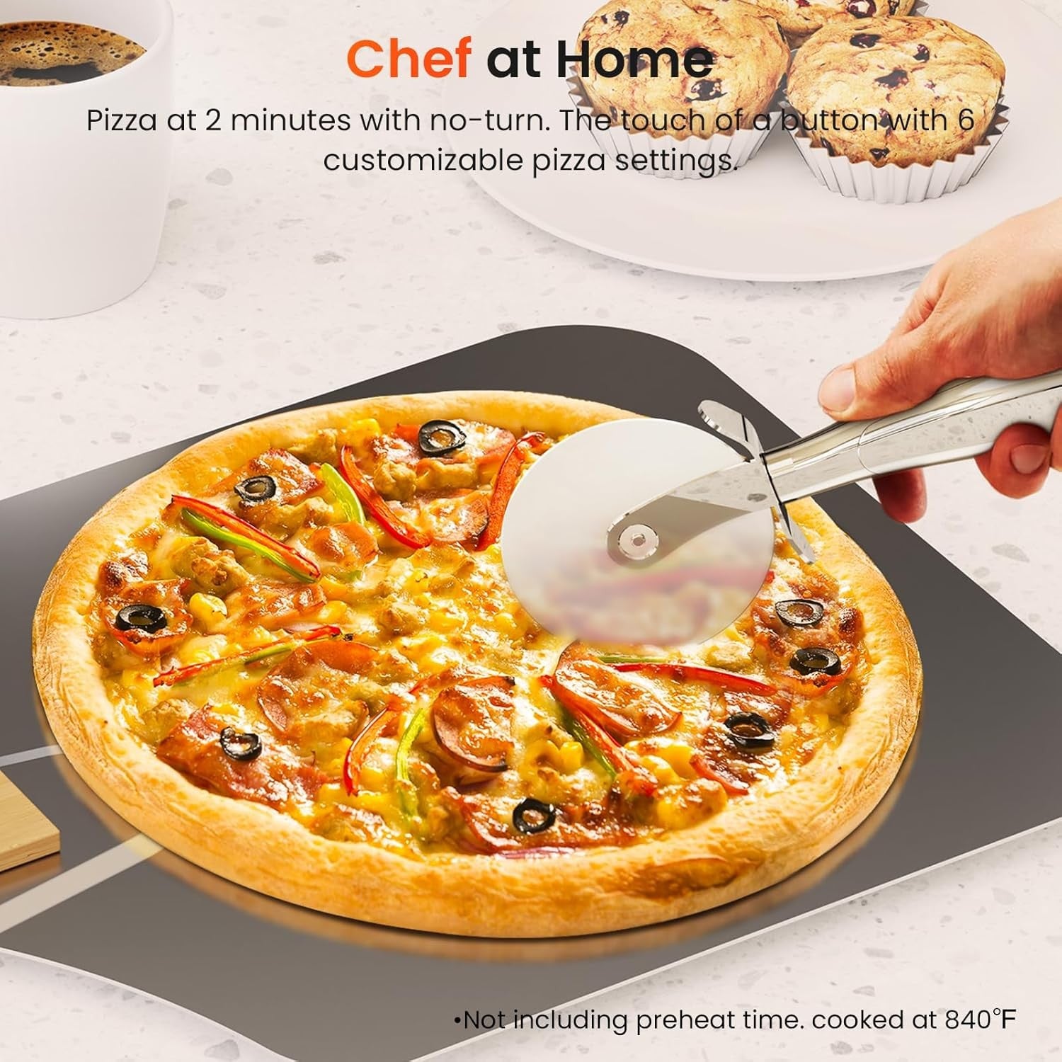 Indoor Electric Pizza Oven | 12" Countertop Cooker 1000°F Touch Screen With Ston