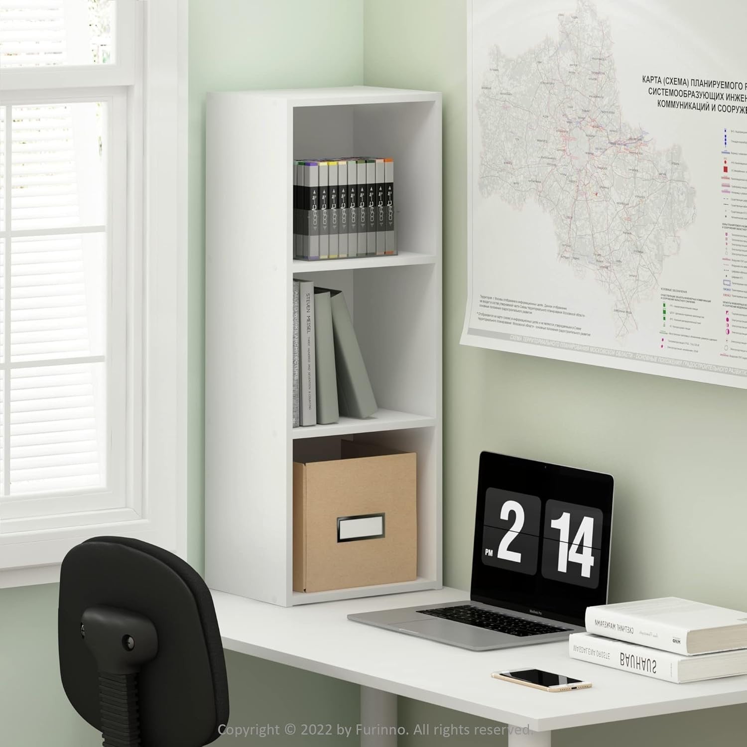 3 Cube No Tool Bookcase Small Storage Shelf Compact Organizer Bookshelf White