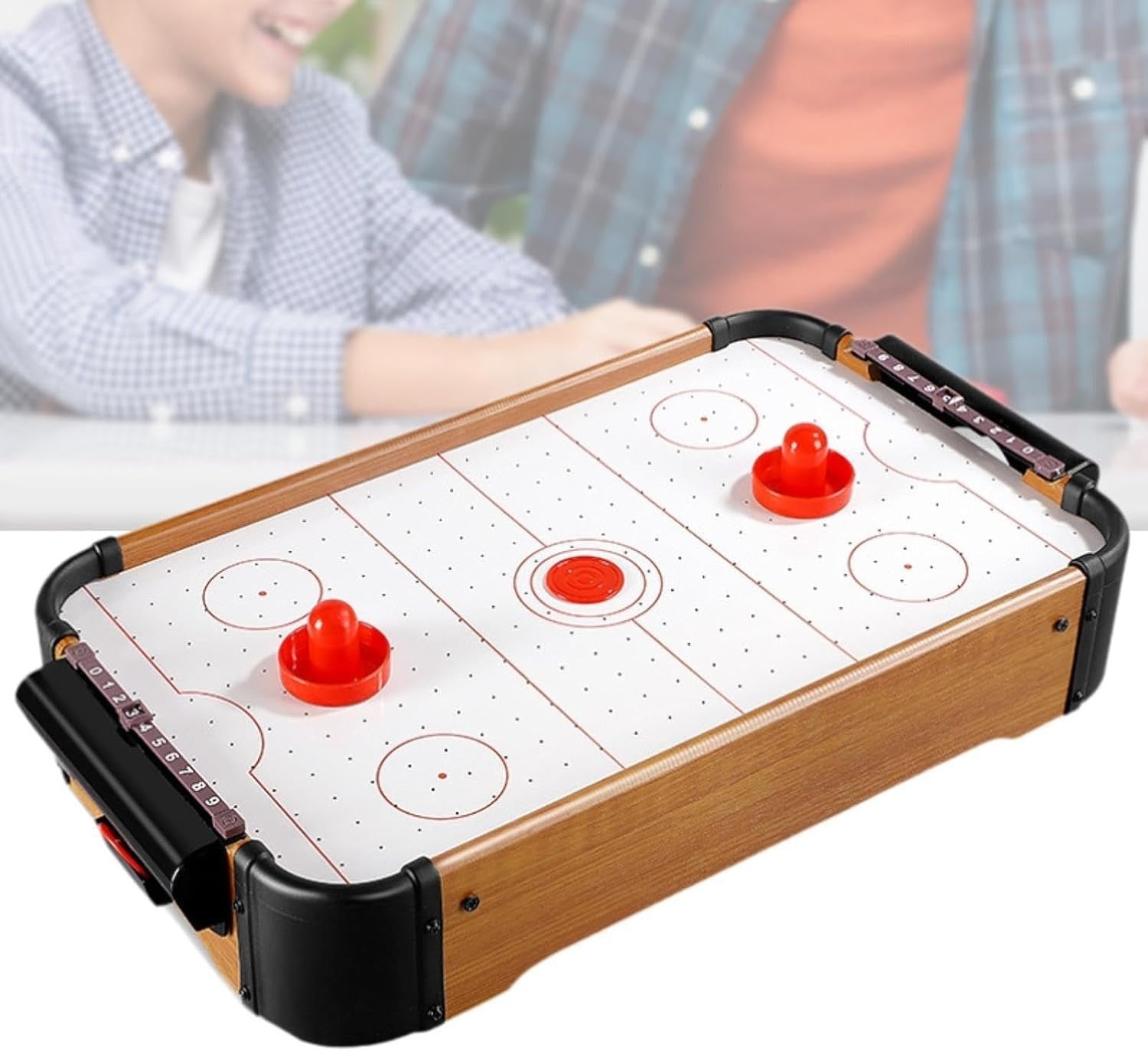 Portable Wooden Tabletop Air Hockey Game 2 Player Family Party Fun