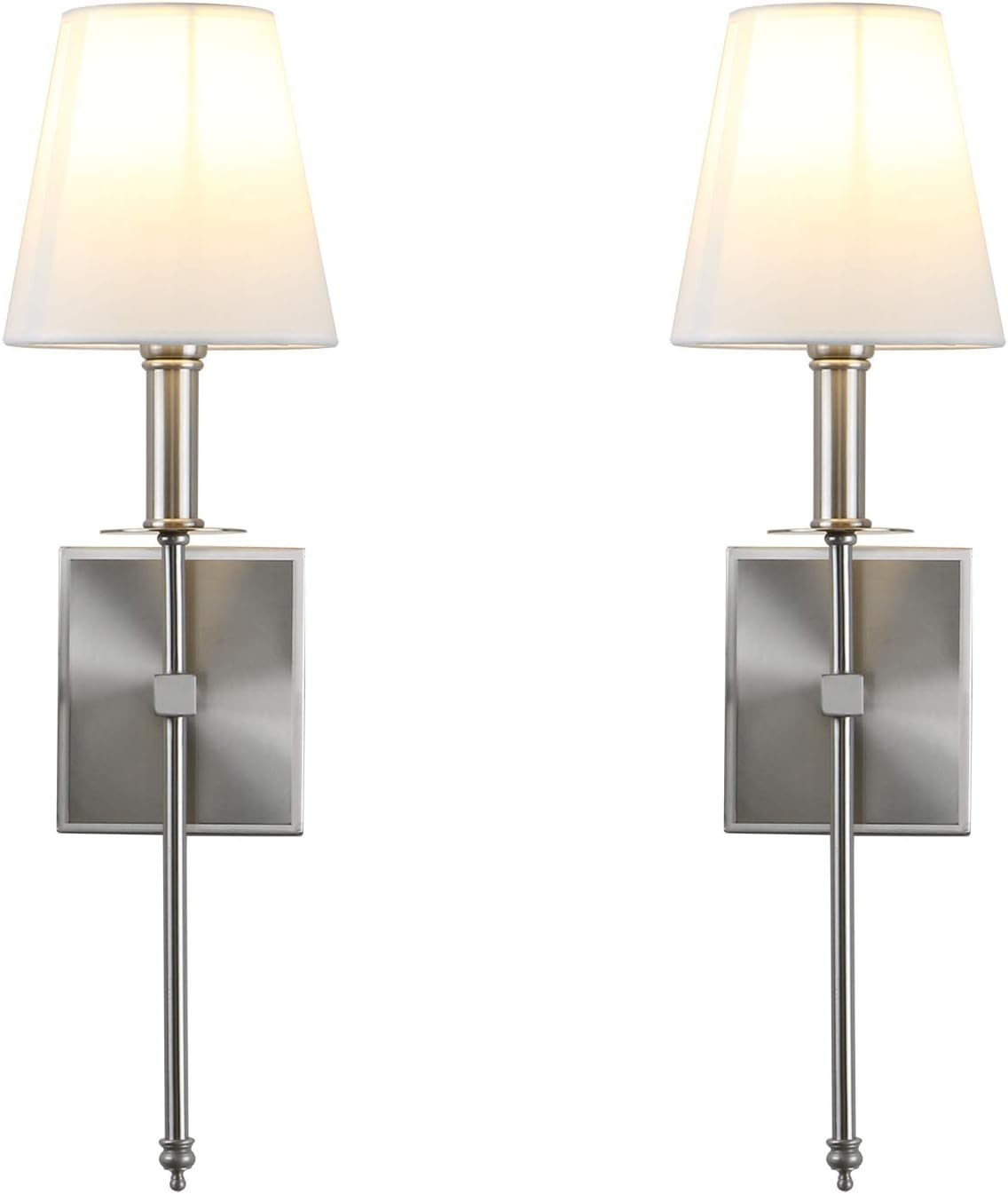 Modern Linen Wall Sconce Light Fixture, Brushed Finish, 54cm Height, E27 Bulb