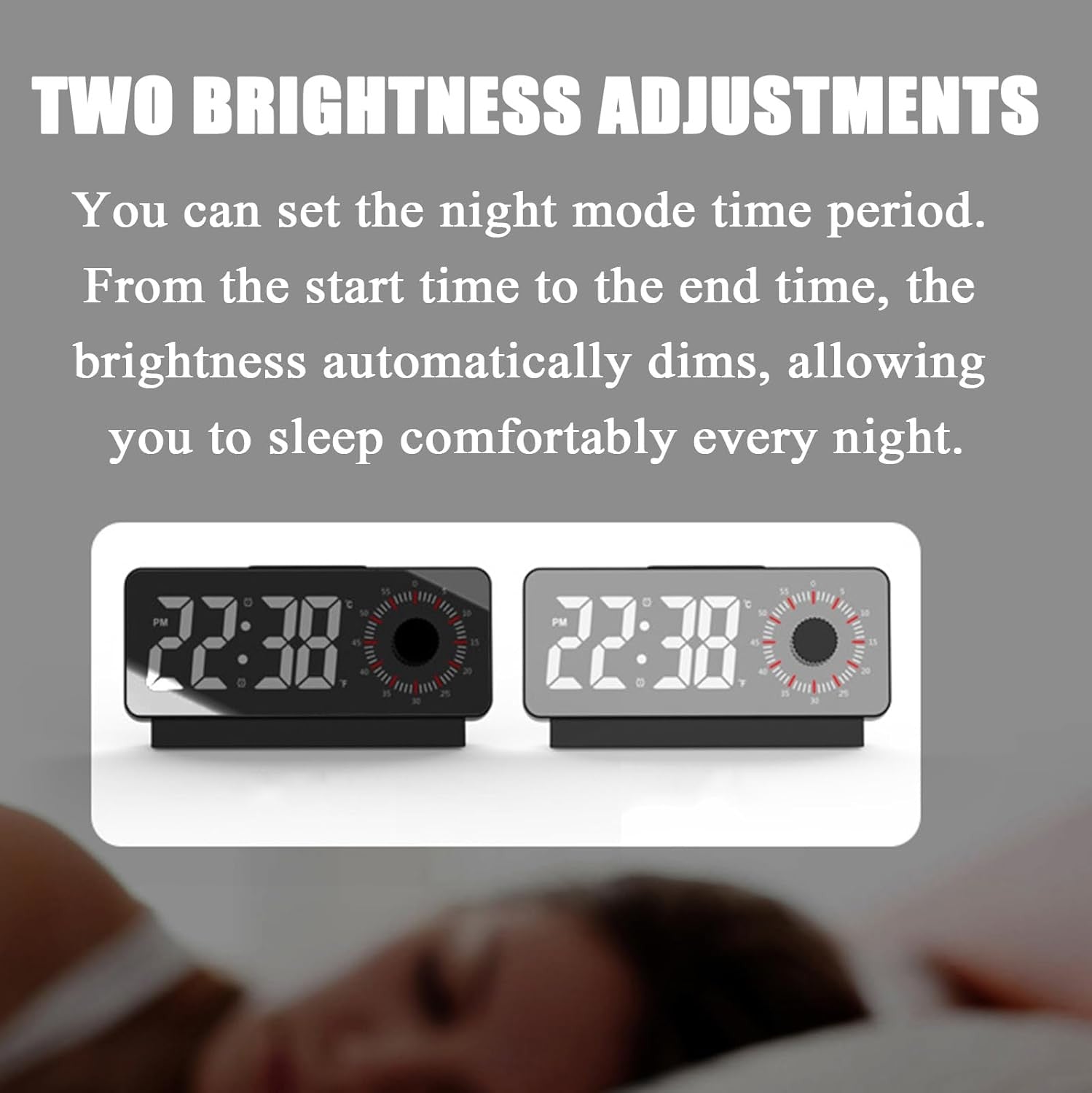 Digital Dual Alarm Clock LED Display Snooze Sleep Timer Temperature Bedroom