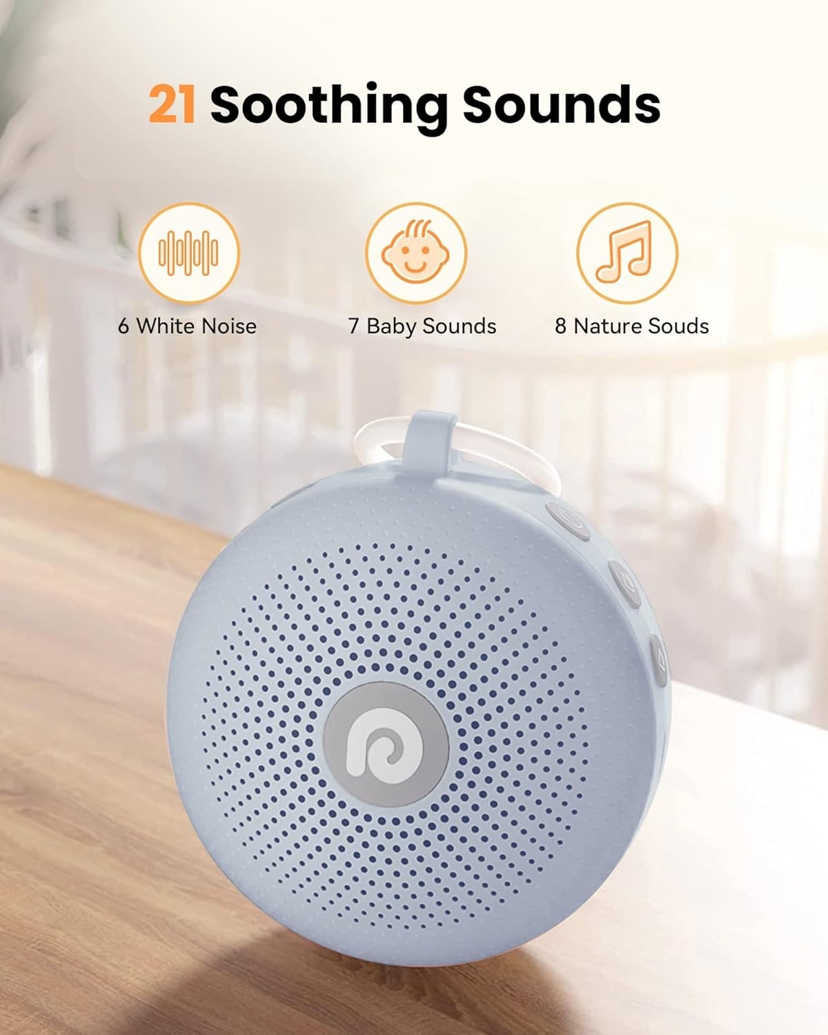 Portable White Noise Machine Baby Sleep Aid, Rechargeable 21 Sounds