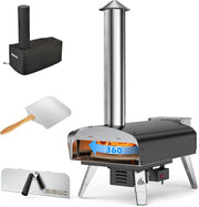 Outdoor Wood Pellet Pizza Oven 500°C Rotating Stone | Portable BBQ Grill Garden