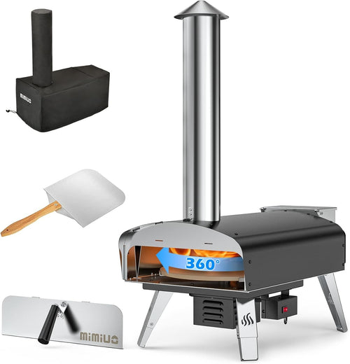 Outdoor Wood Pellet Pizza Oven 500°C Rotating Stone | Portable BBQ Grill Garden