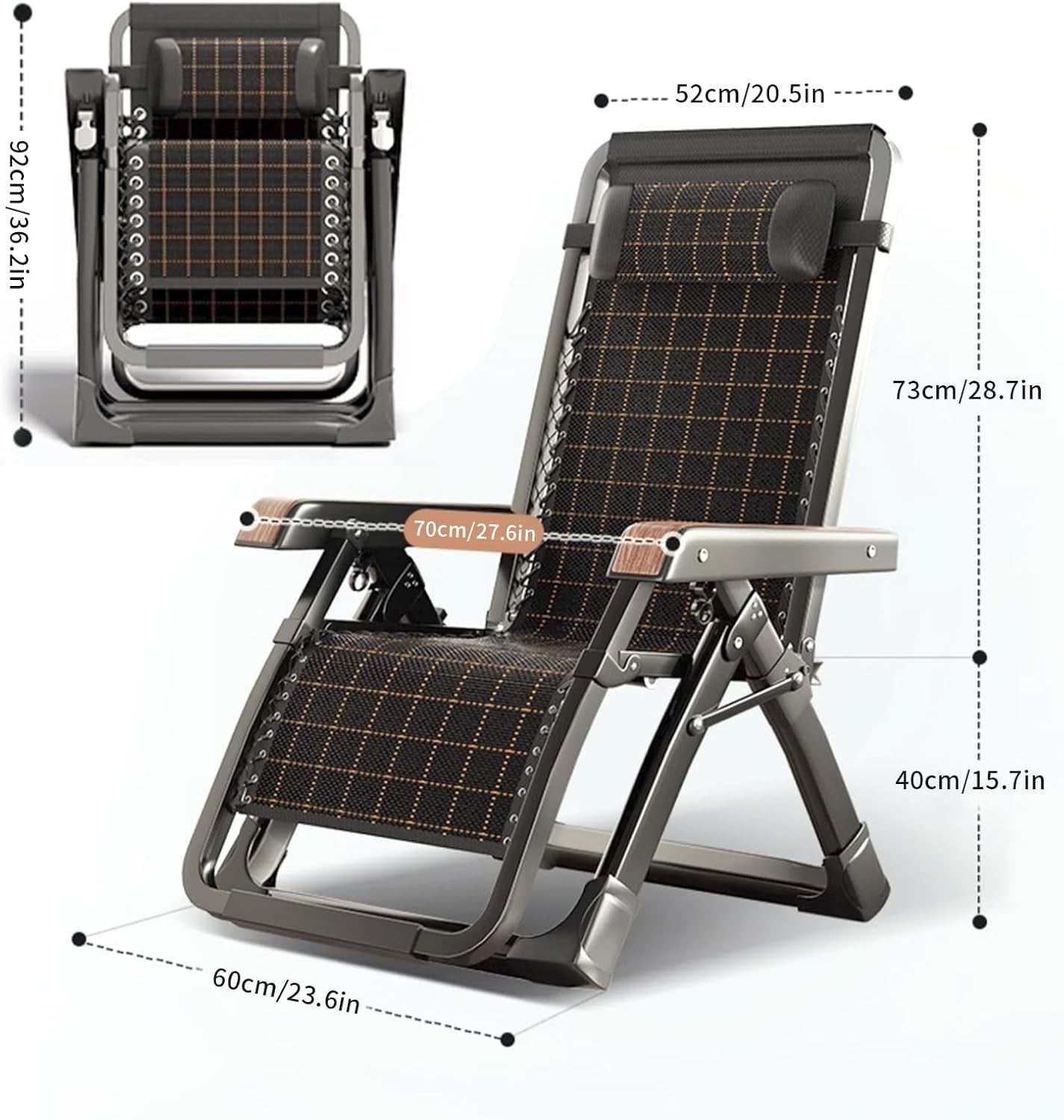 Zero Gravity Outdoor Recliner Chair - Adjustable Headrest, Heavy Duty Patio