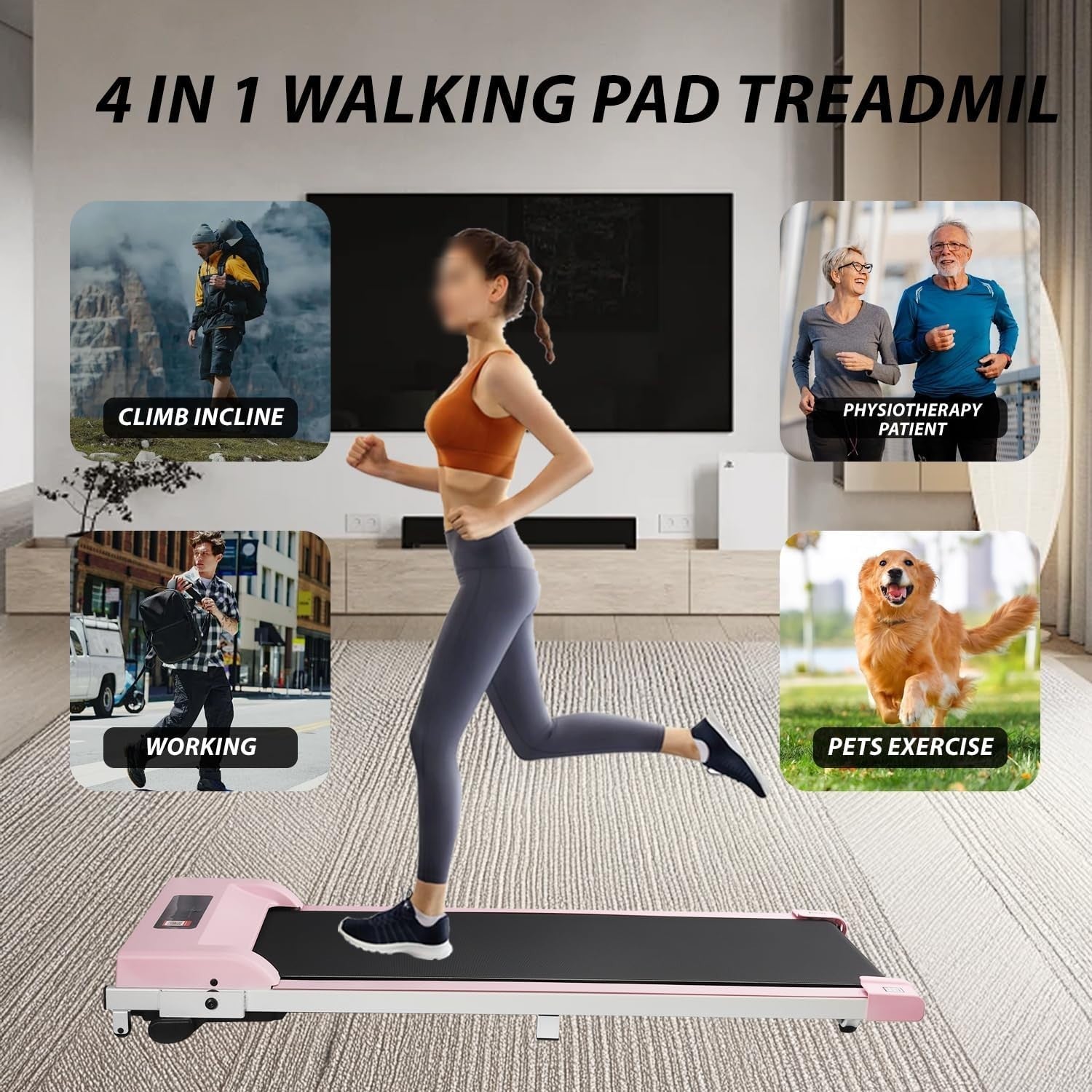 Under Desk Treadmill for Home Office – Silent, Incline, LED & App Control
