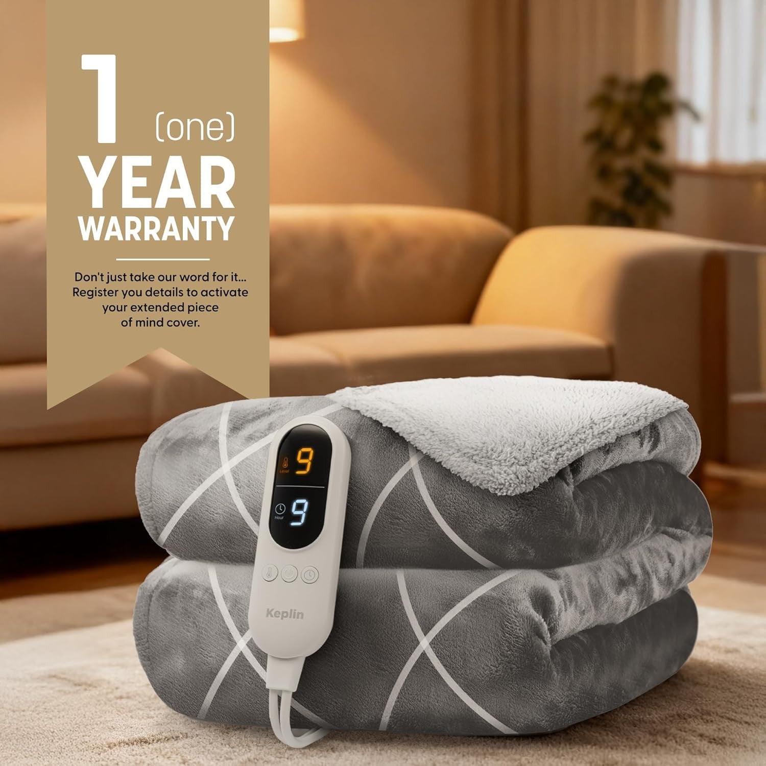 Electric Heated Throw Blanket Large Sherpa Fleece 9 Heat Settings