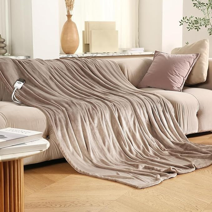 Electric Heated Throw Blanket 130x180cm Faux Fur Mink 6 Heat Levels